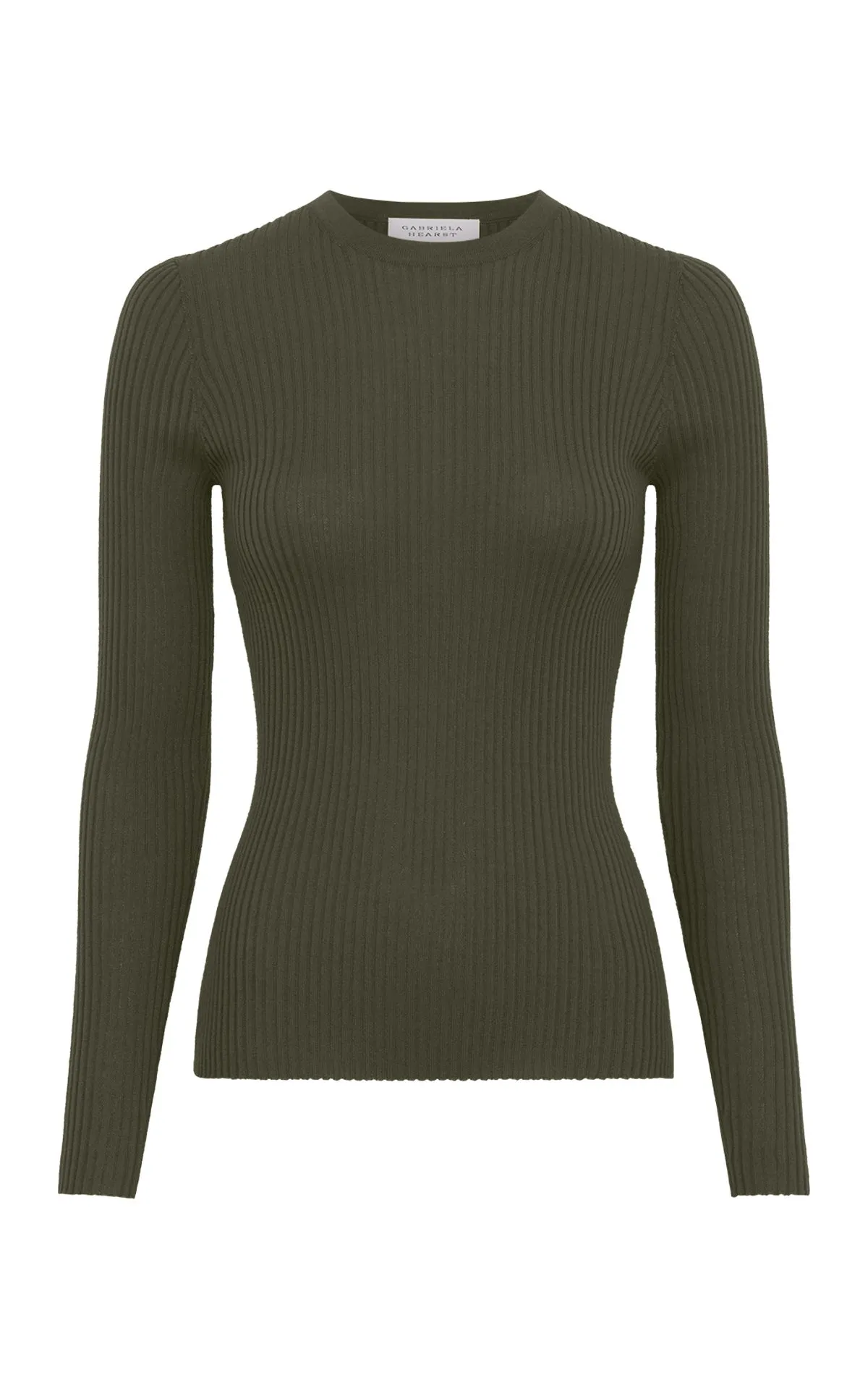 Browning Knit Sweater in Deep Olive Cashmere Silk sold by Gabriela Hearst