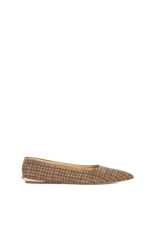 Fleur Flat in Camel Multi Leather Houndstooth made by Gabriela Hearst