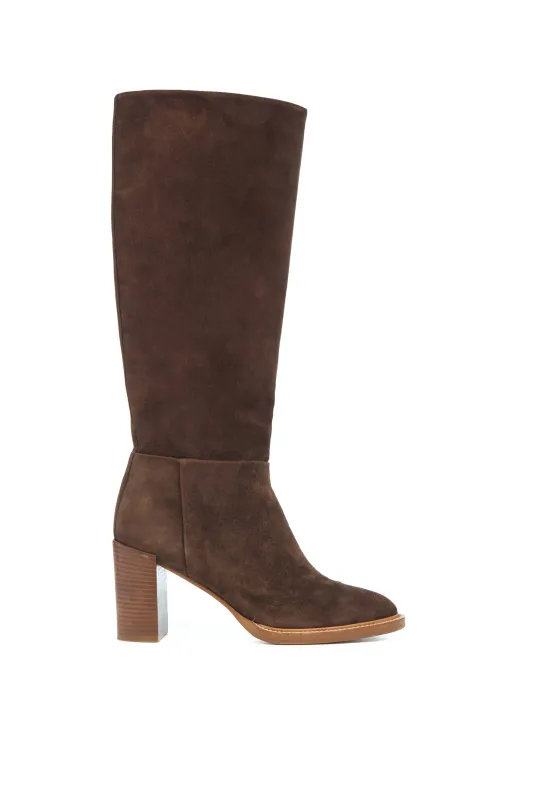 Bocca Knee-high Boot in Dark Chocolate Suede made by Gabriela Hearst