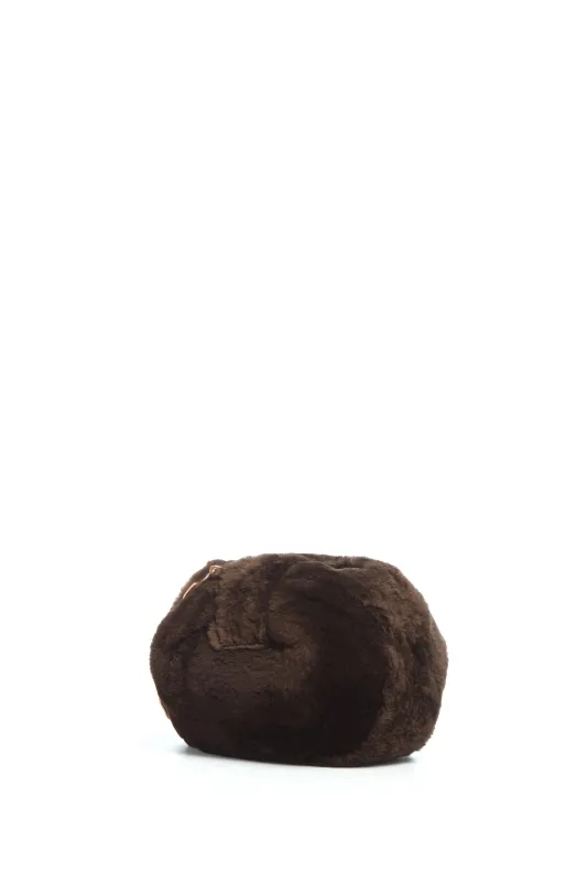 Soft Demi Clutch with Chain in Chocolate Recycled Fur made by Gabriela Hearst
