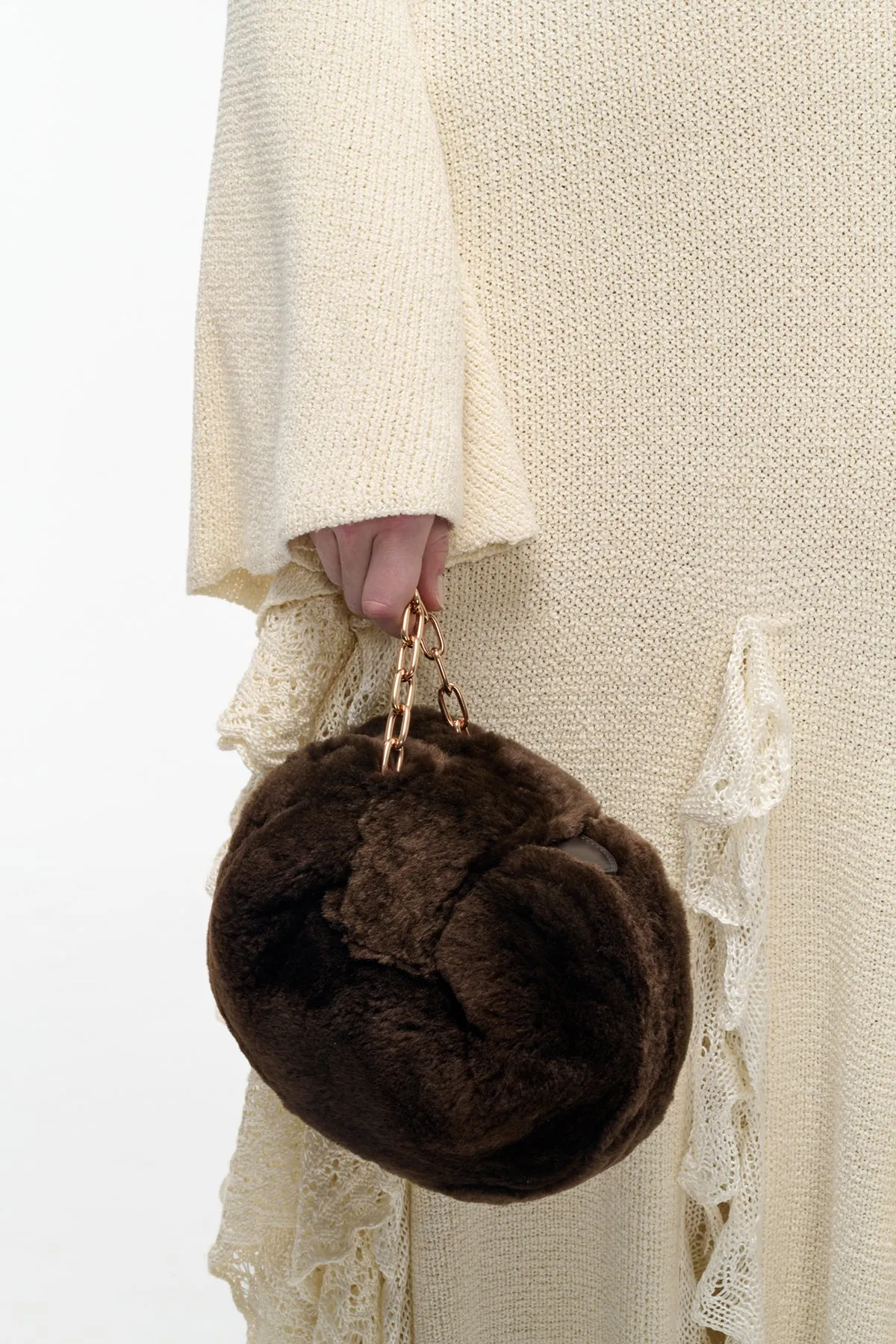 Soft Demi Clutch with Chain in Chocolate Recycled Fur sold by Gabriela Hearst product image thumbnail 2