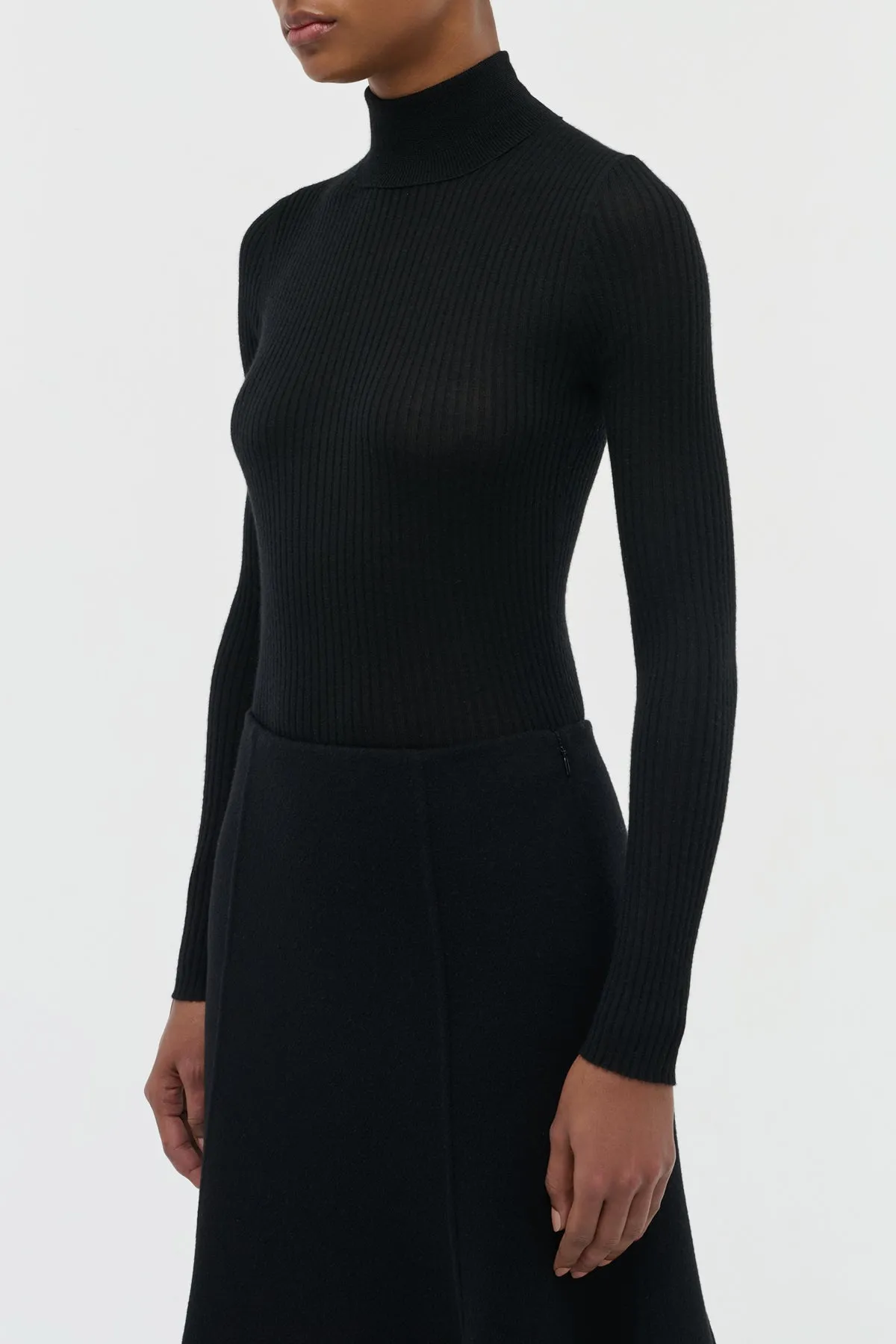 Peppe Knit Turtleneck in Black Cashmere Silk sold by Gabriela Hearst product image thumbnail 3