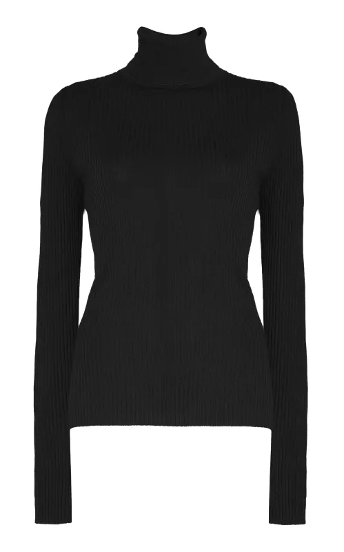 Peppe Knit Turtleneck in Black Cashmere Silk made by Gabriela Hearst