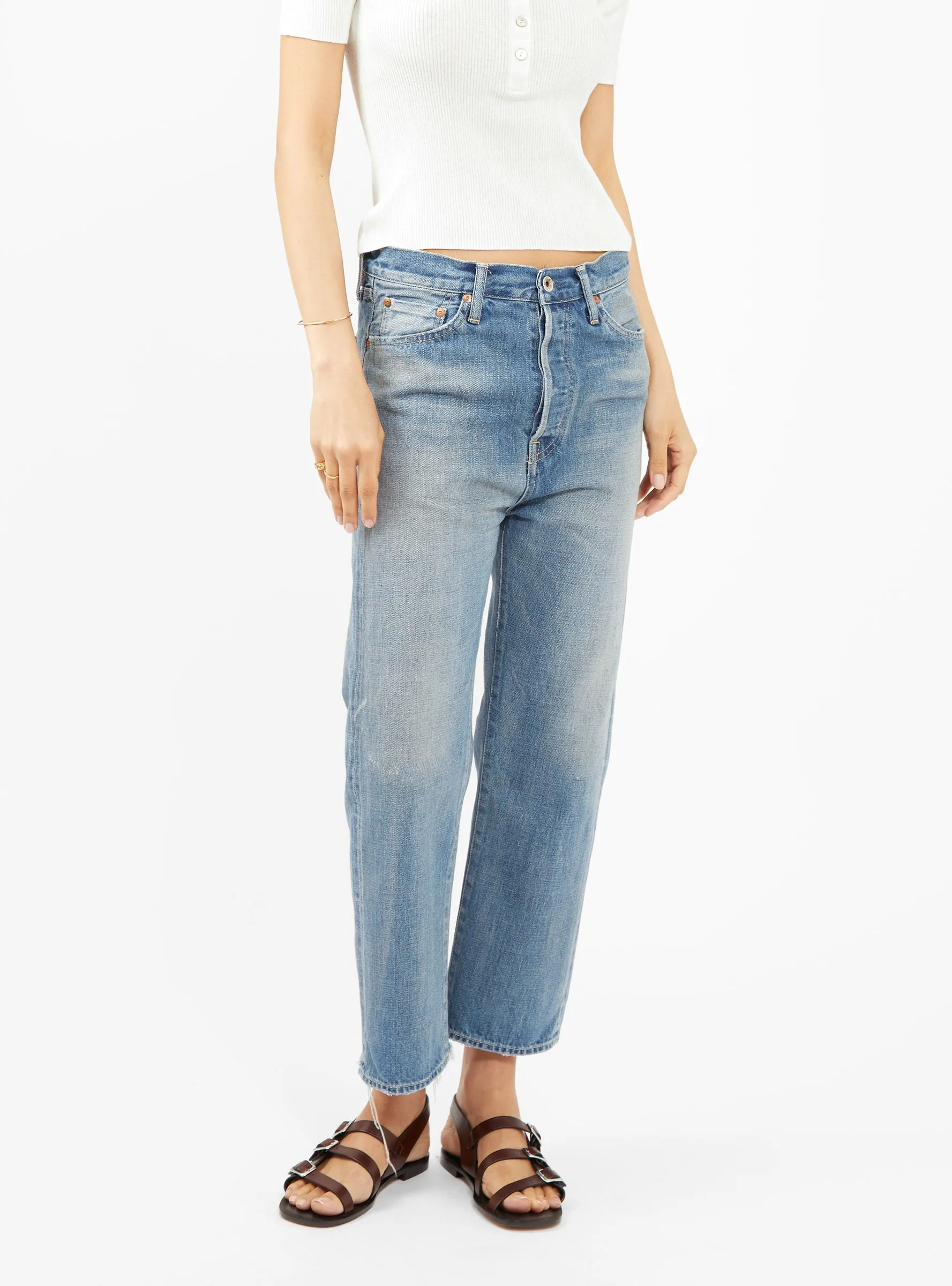 Wide Tapered Selvedge Jeans Blue sold by Garbstore