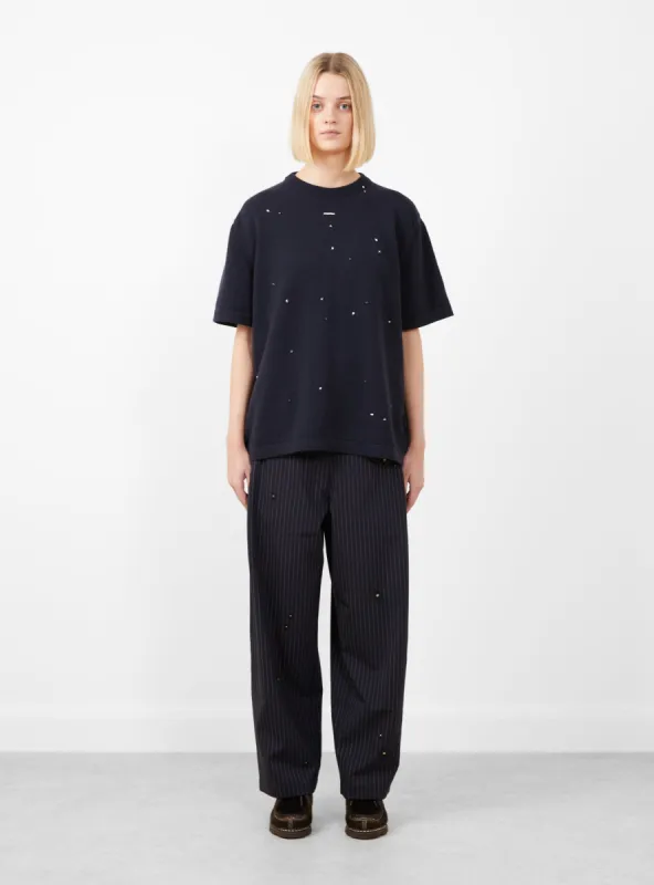 Merino Wool Beaded T-Shirt Navy made by Cordera