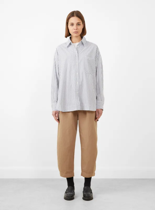 Aldea Oversized Button Down Cream and Black Stripe sold by Garbstore