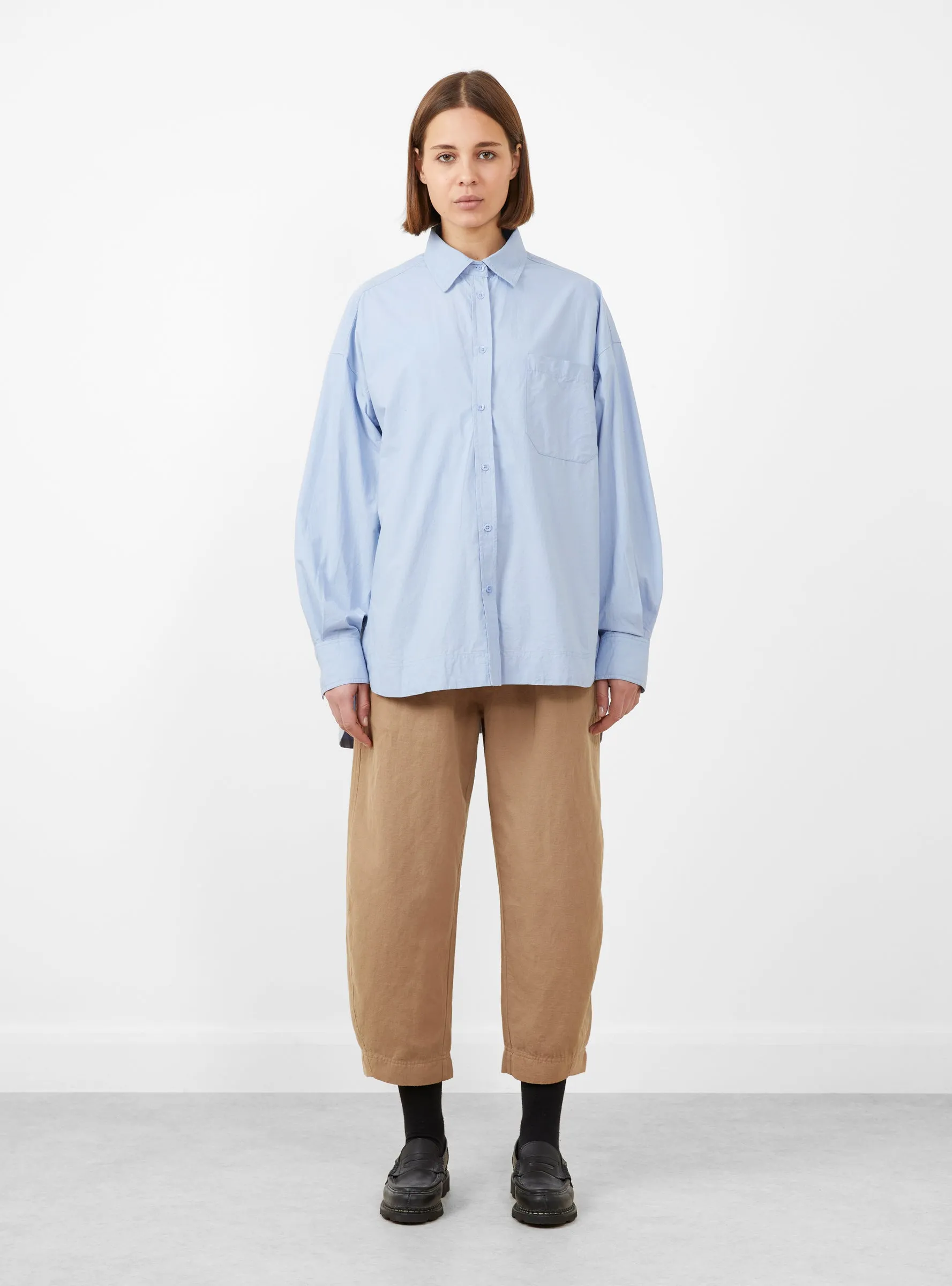 Aldea Oversized Button Down Oxford Blue sold by Garbstore