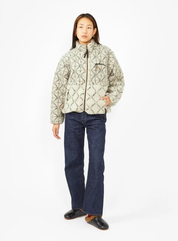 Do-Gi Sashiko Boa Fleece Reversible Jacket Ecru made by Kapital