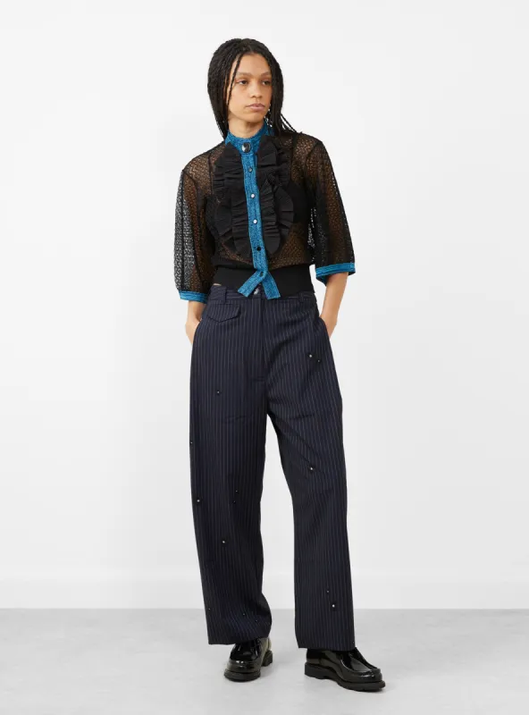 Lace Knit Cardigan Black sold by Garbstore