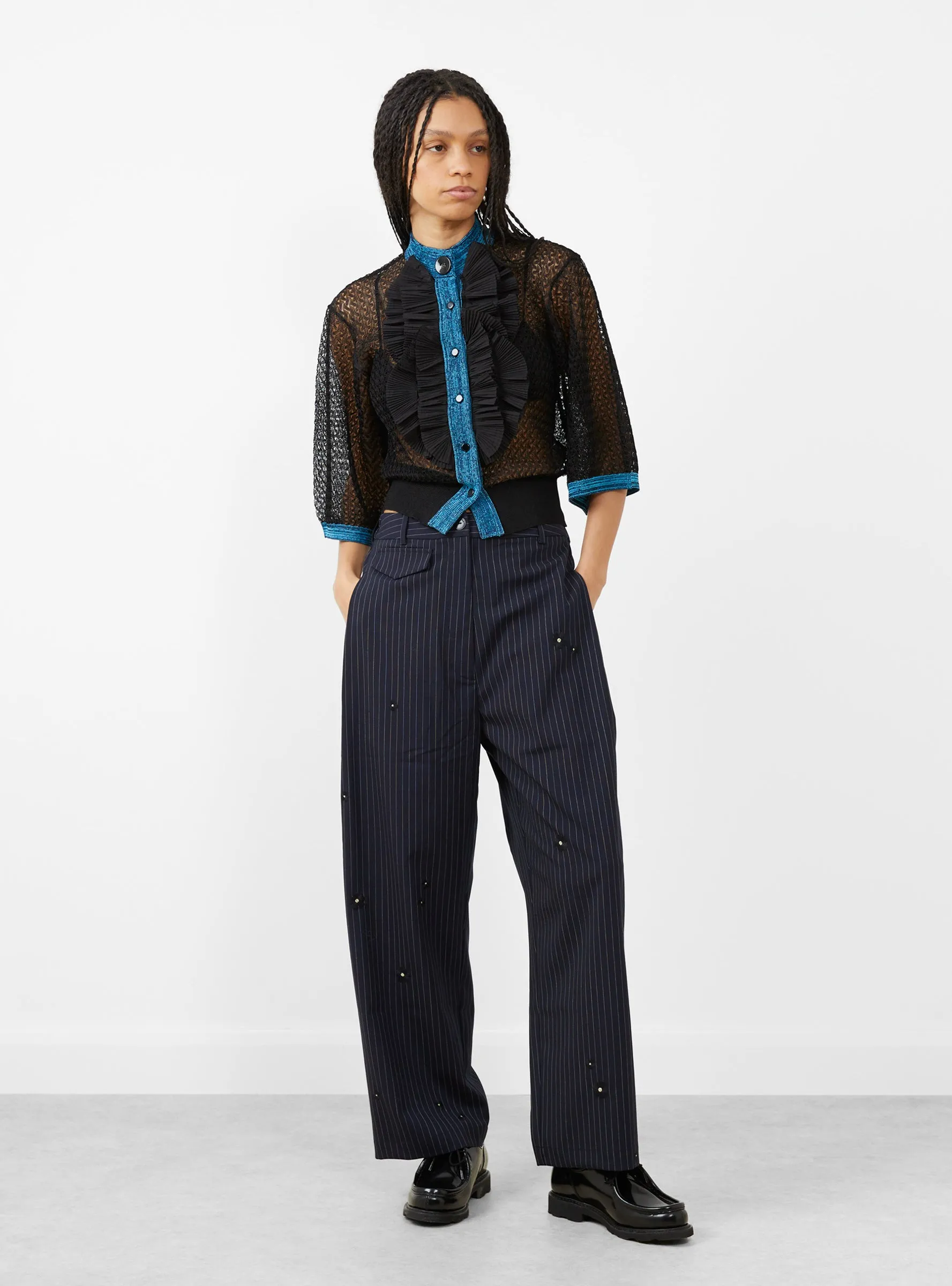 Lace Knit Cardigan Black sold by Garbstore
