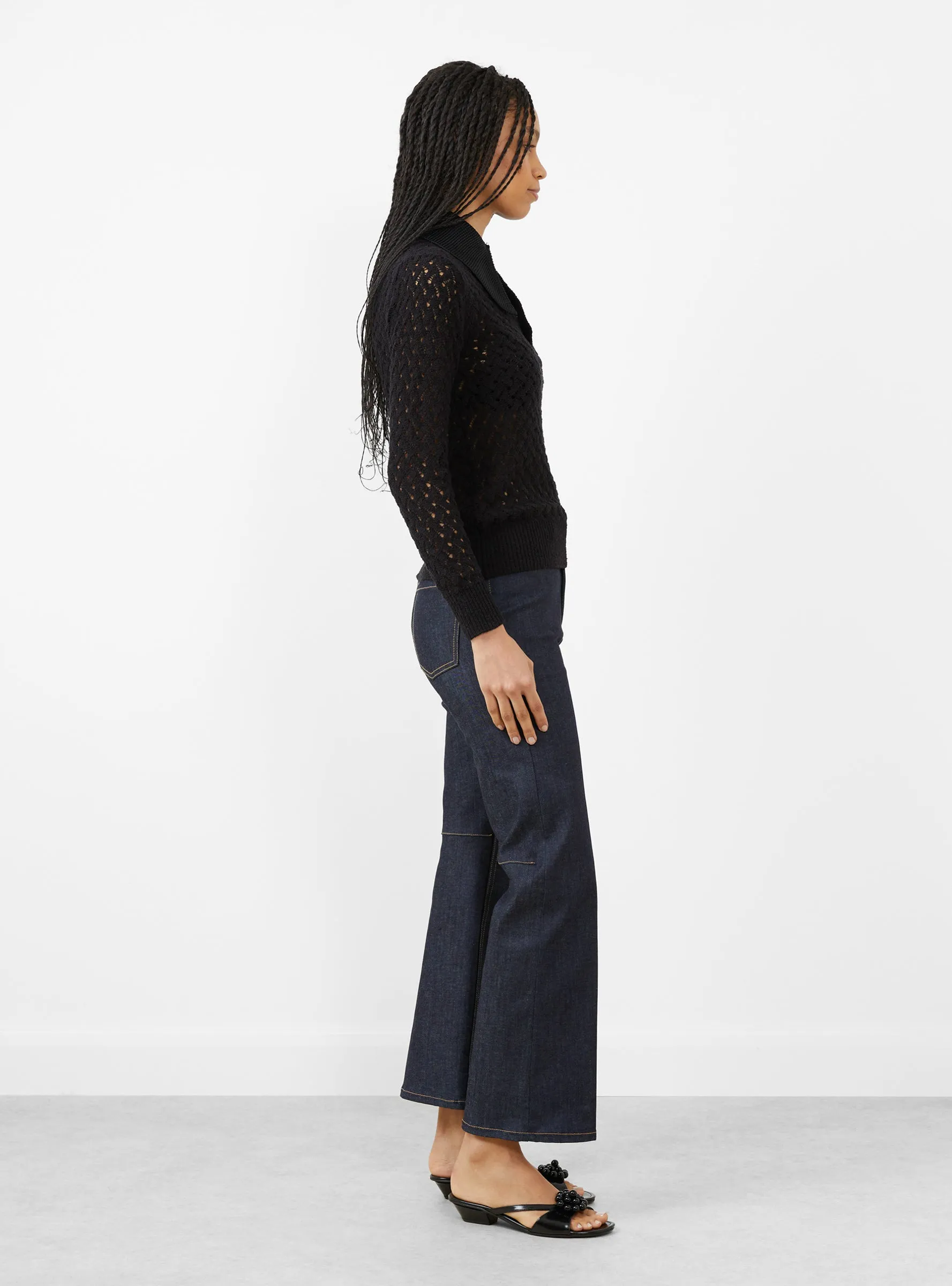 Lace Knit Polo Shirt Black sold by Garbstore product image thumbnail 2