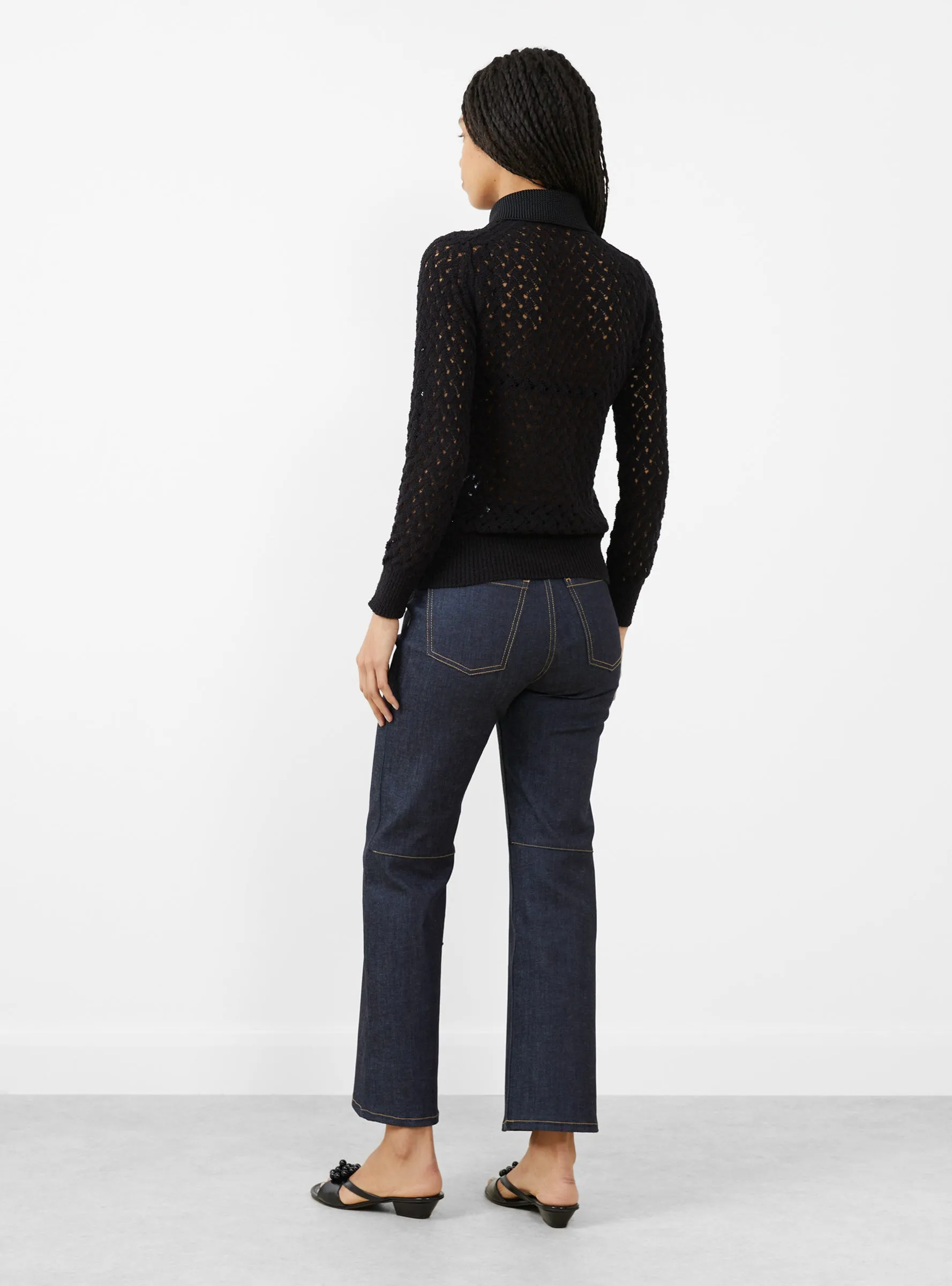 Lace Knit Polo Shirt Black sold by Garbstore product image thumbnail 3