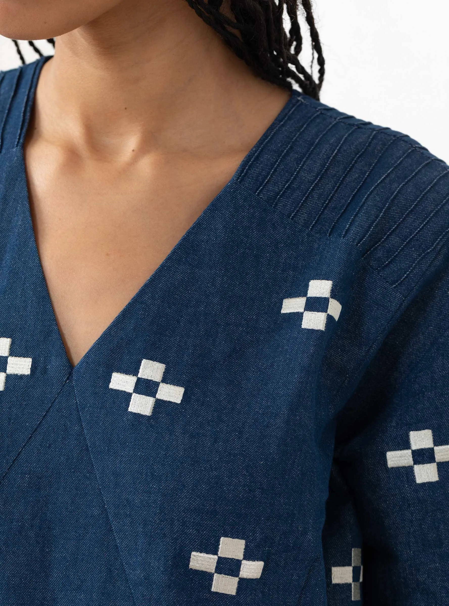 Detta Dress Embroidered Indigo sold by Garbstore product image thumbnail 4