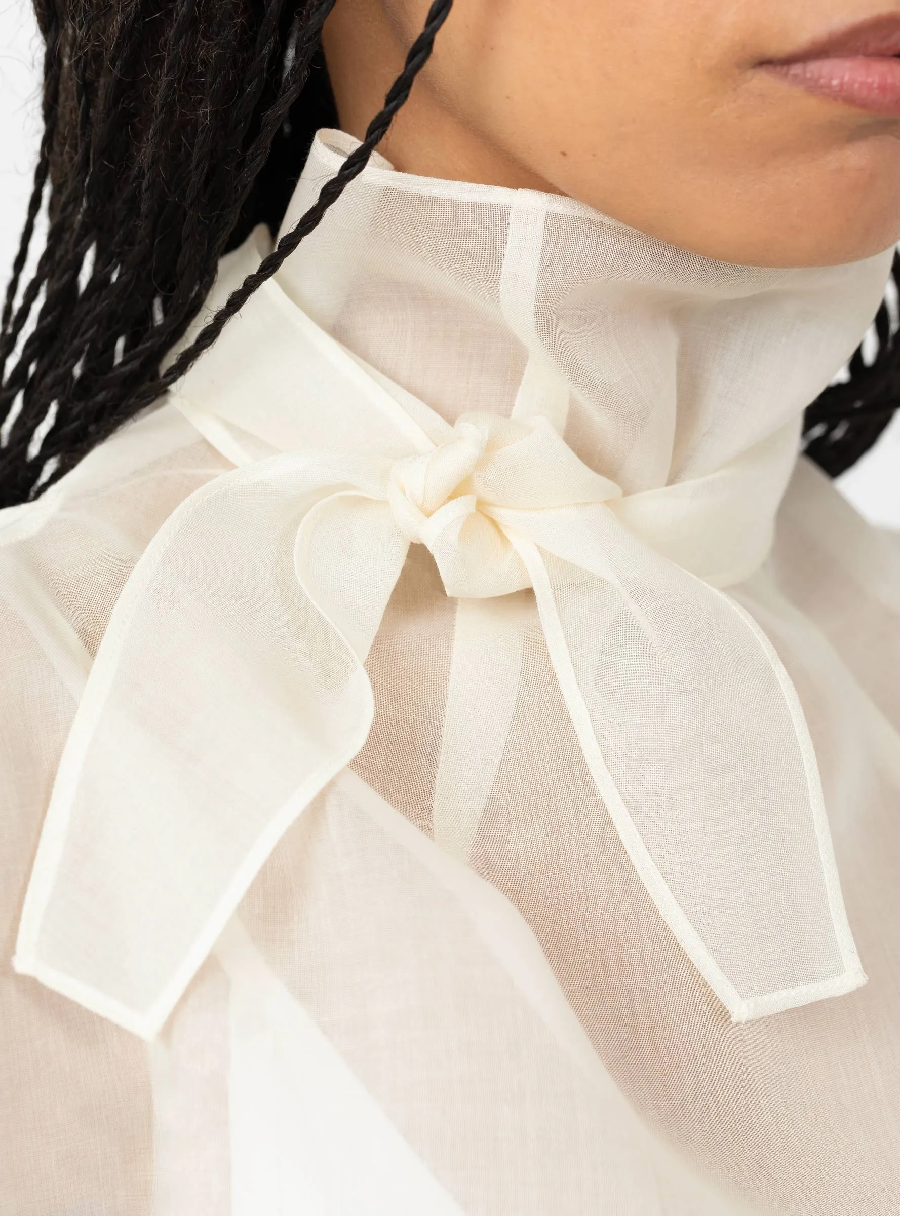 Knotted Collar Top, Ivory sold by Garbstore product image thumbnail 2