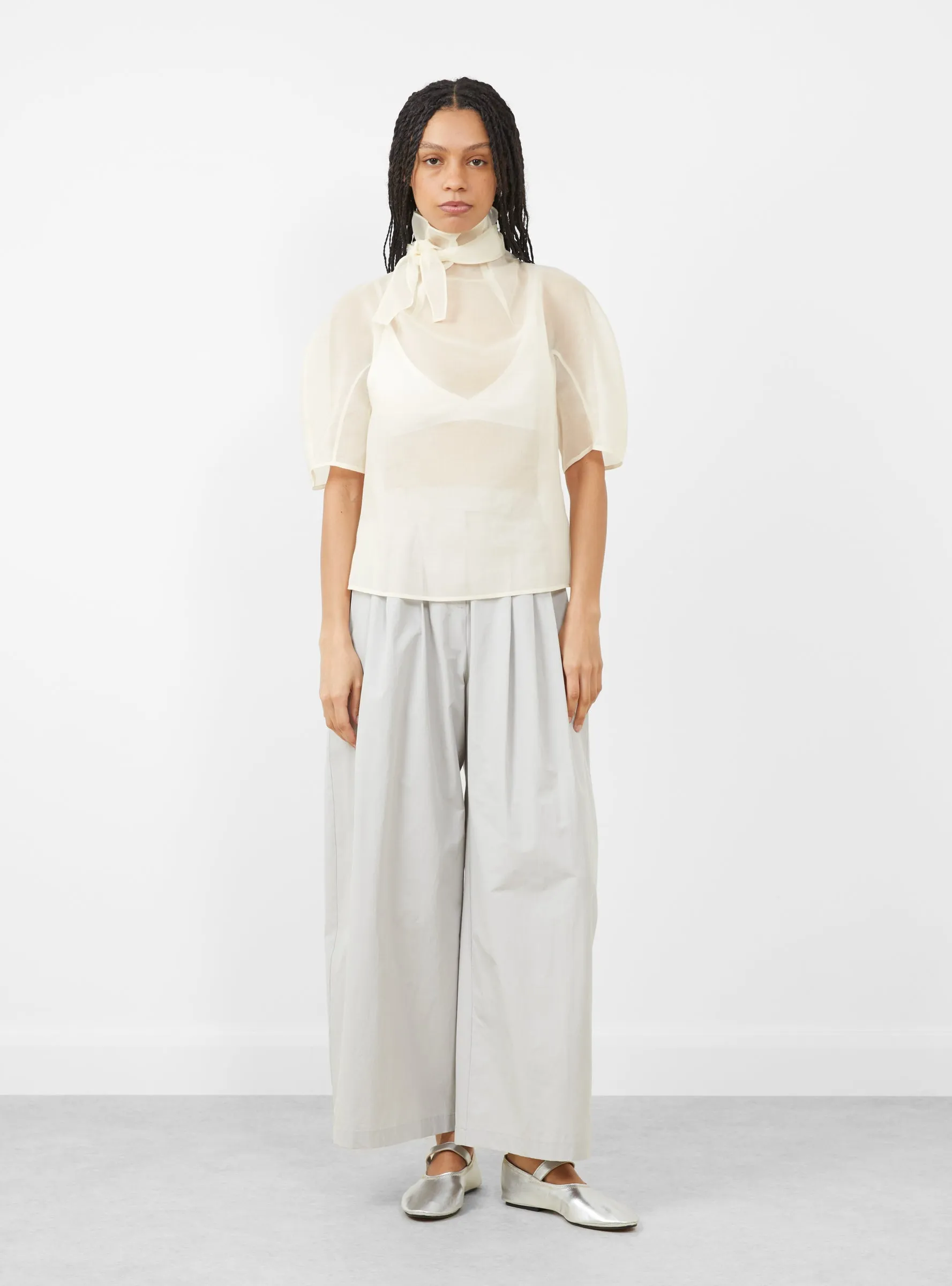 Knotted Collar Top, Ivory sold by Garbstore