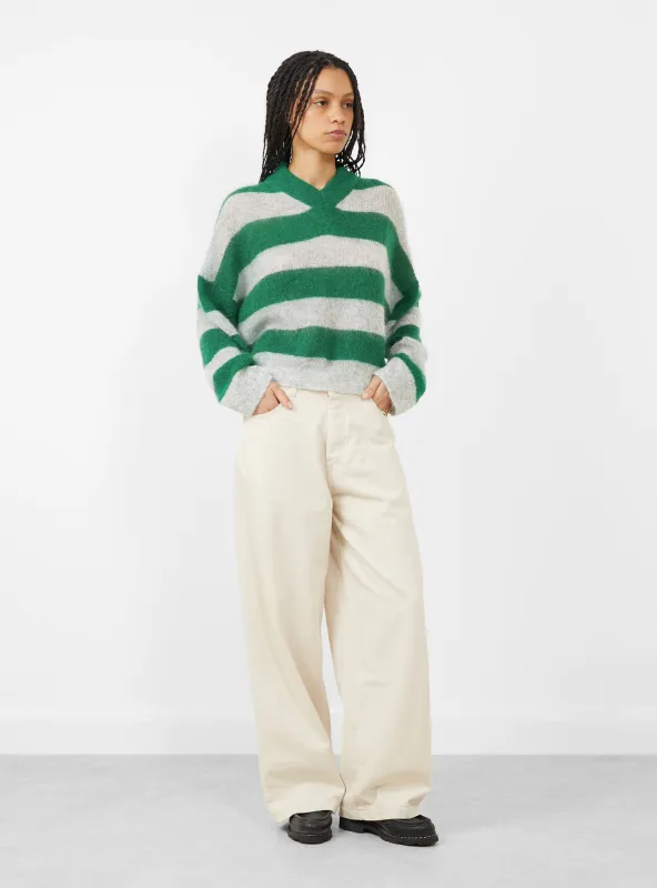 Arcy Knit Jumper Green Stripe made by Bellerose