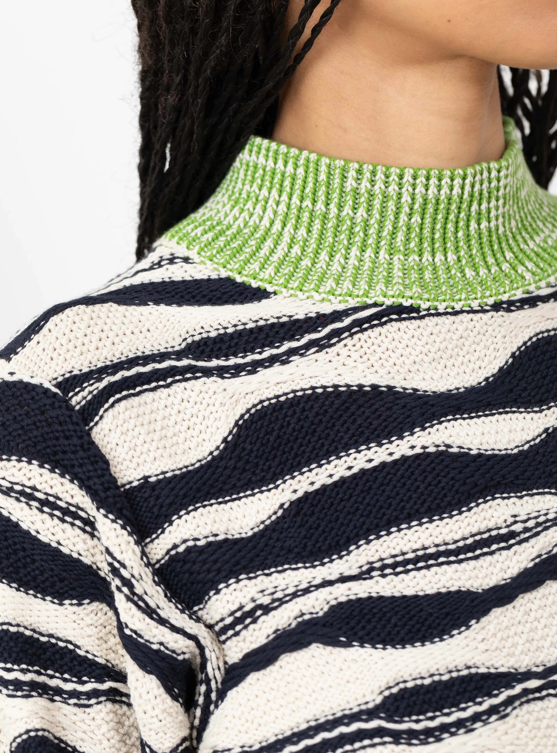 Wave Knit Jumper, Beige & Black Mountain Waves sold by Garbstore product image thumbnail 4