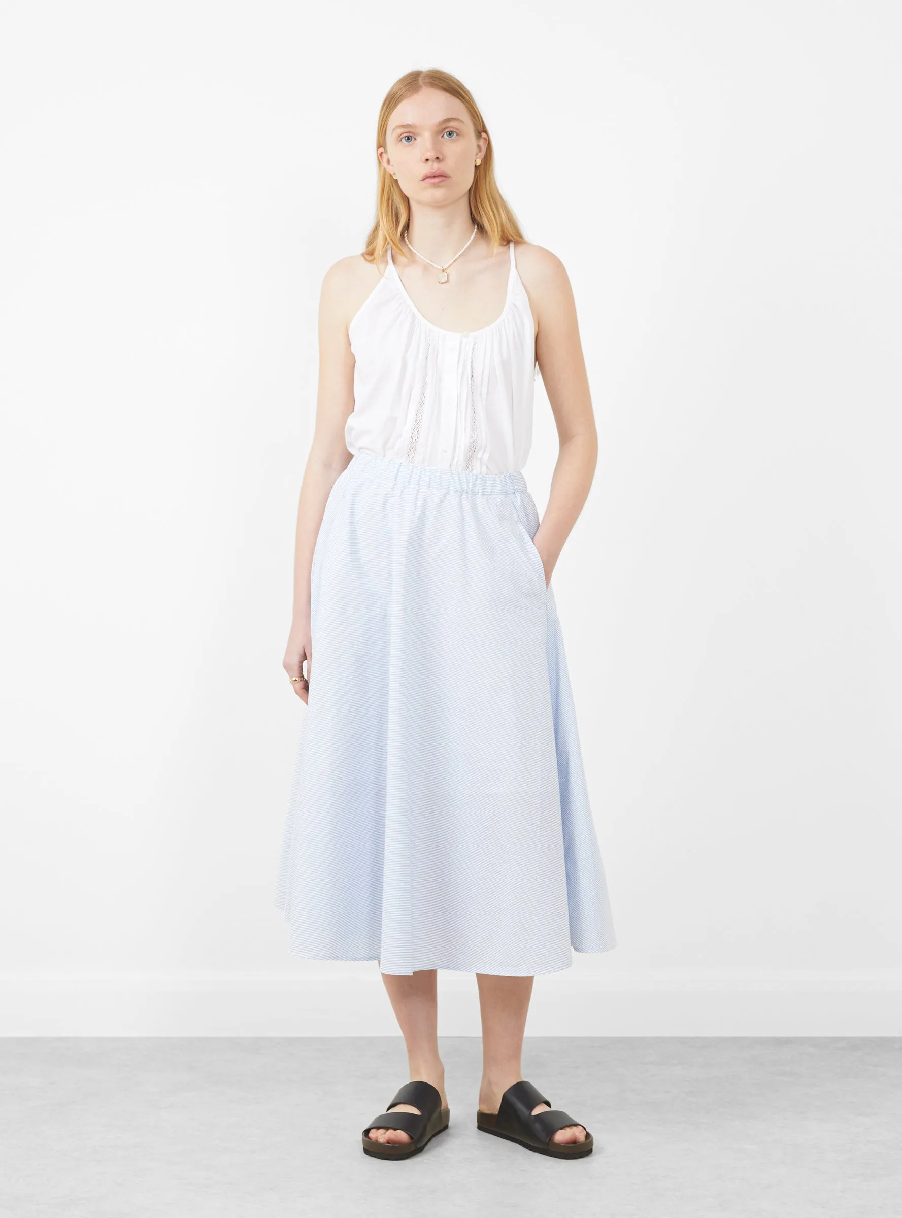 Stripe Circular Skirt Sax sold by Garbstore