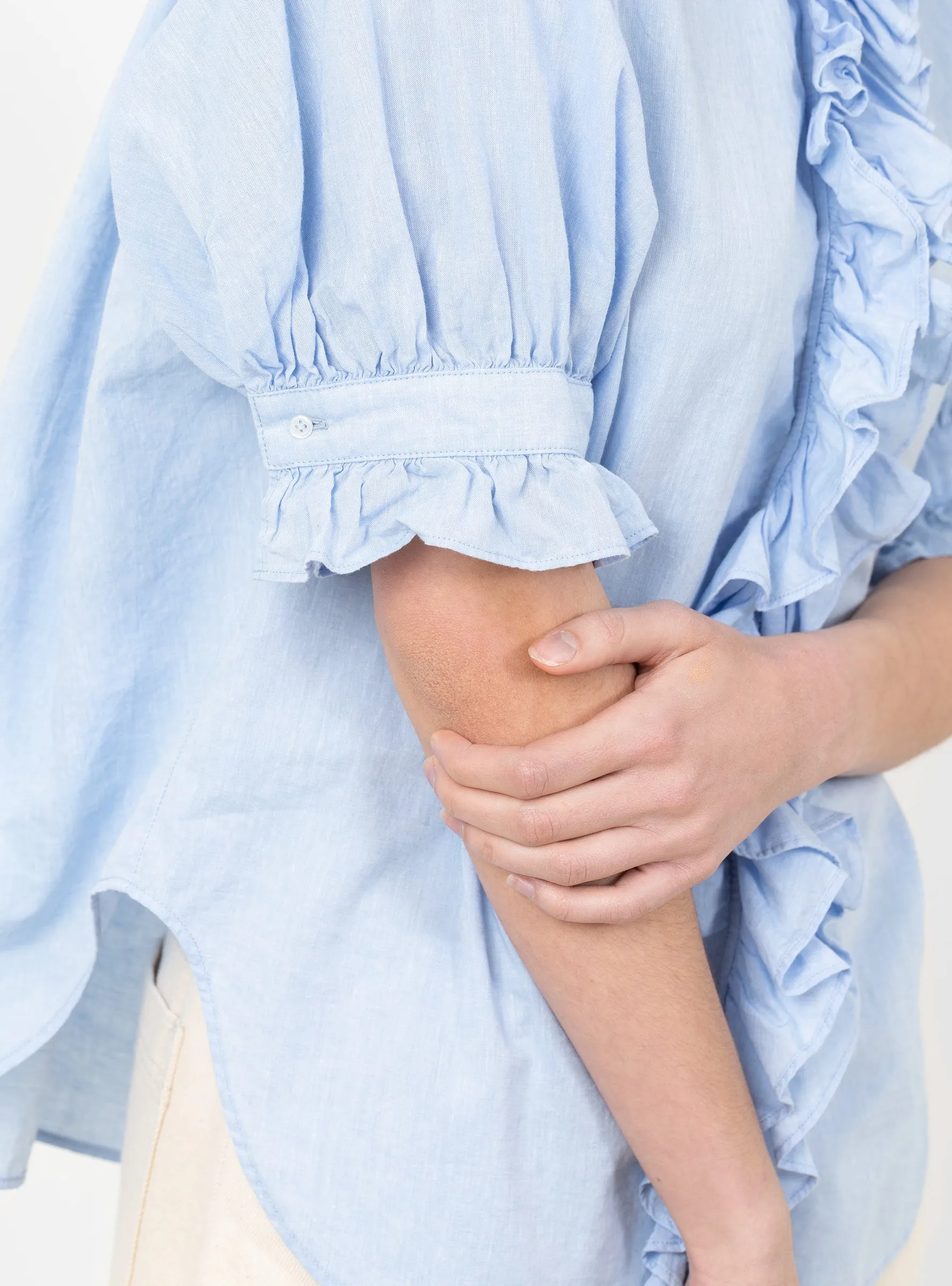 Frill Short Sleeve Blouse Sax sold by Garbstore product image thumbnail 4