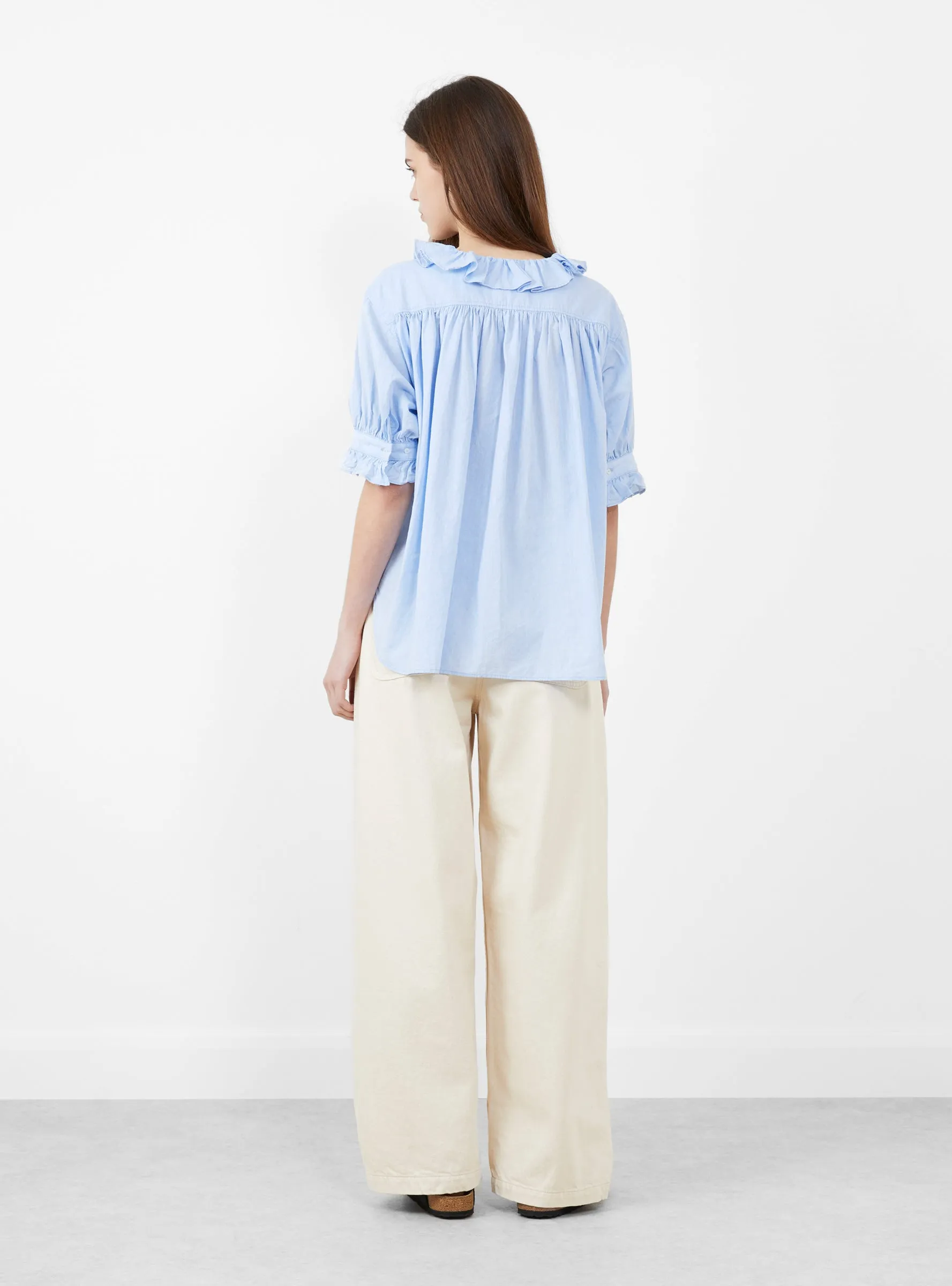 Frill Short Sleeve Blouse Sax sold by Garbstore product image thumbnail 3