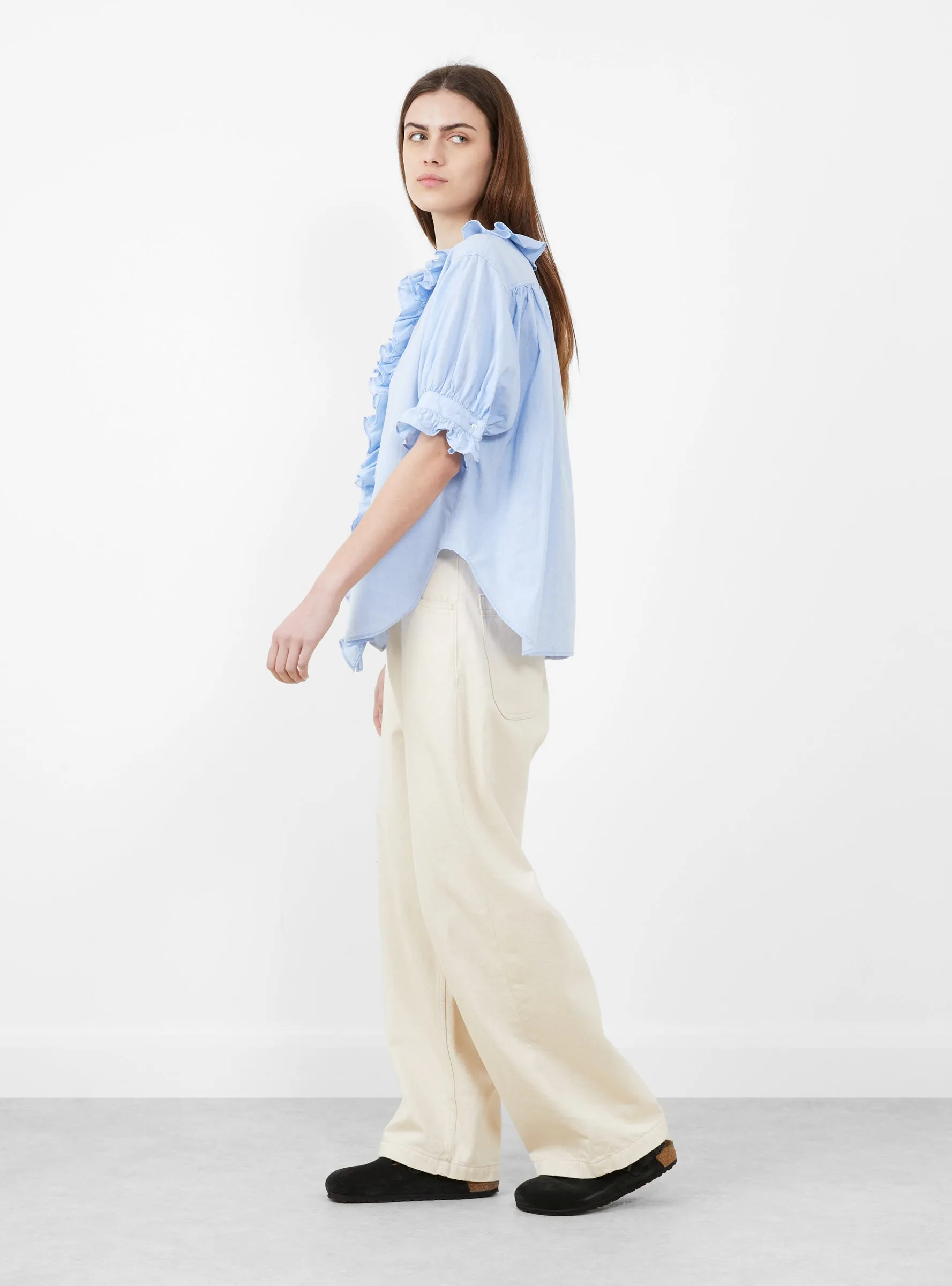 Frill Short Sleeve Blouse Sax sold by Garbstore product image thumbnail 2