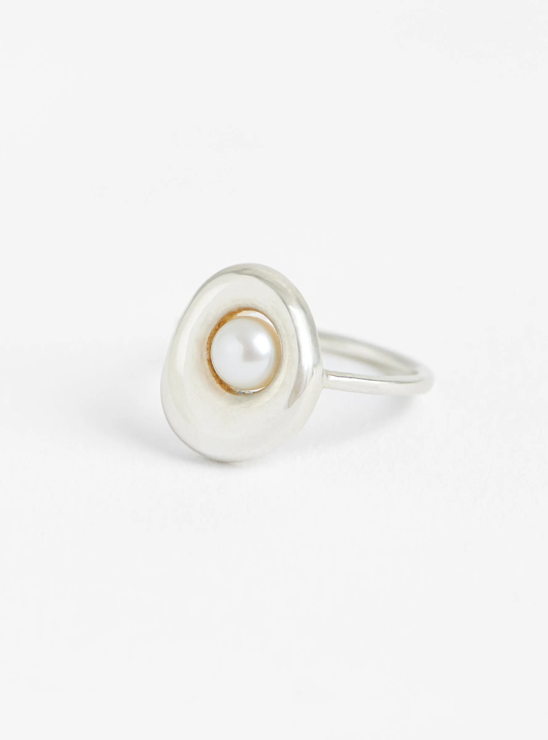 Arp Ring with Floating Pearl Stearling Silver sold by Garbstore