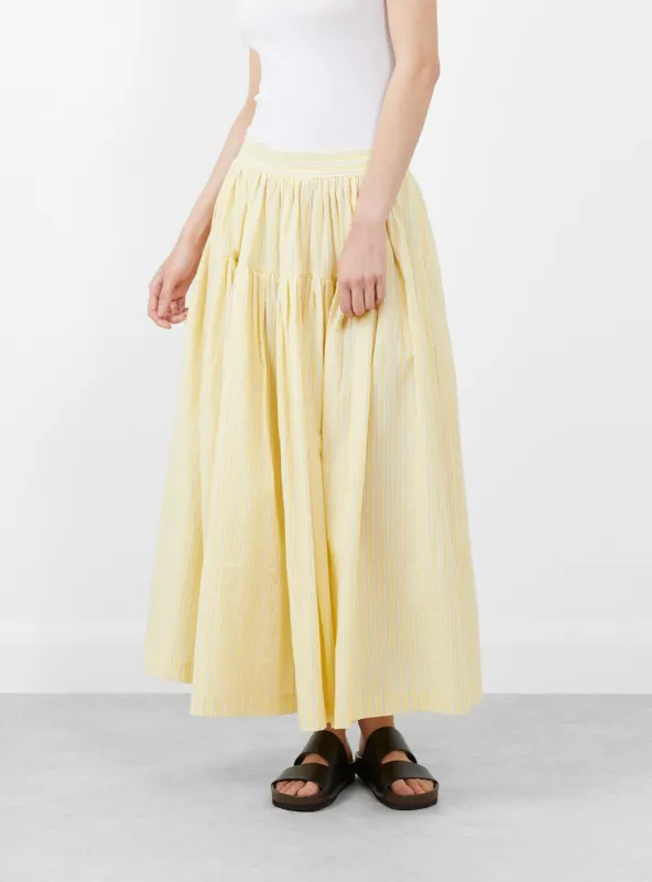 Japanese Mugwasher Stripe Panel Skirt Buttercup made by Garbstore