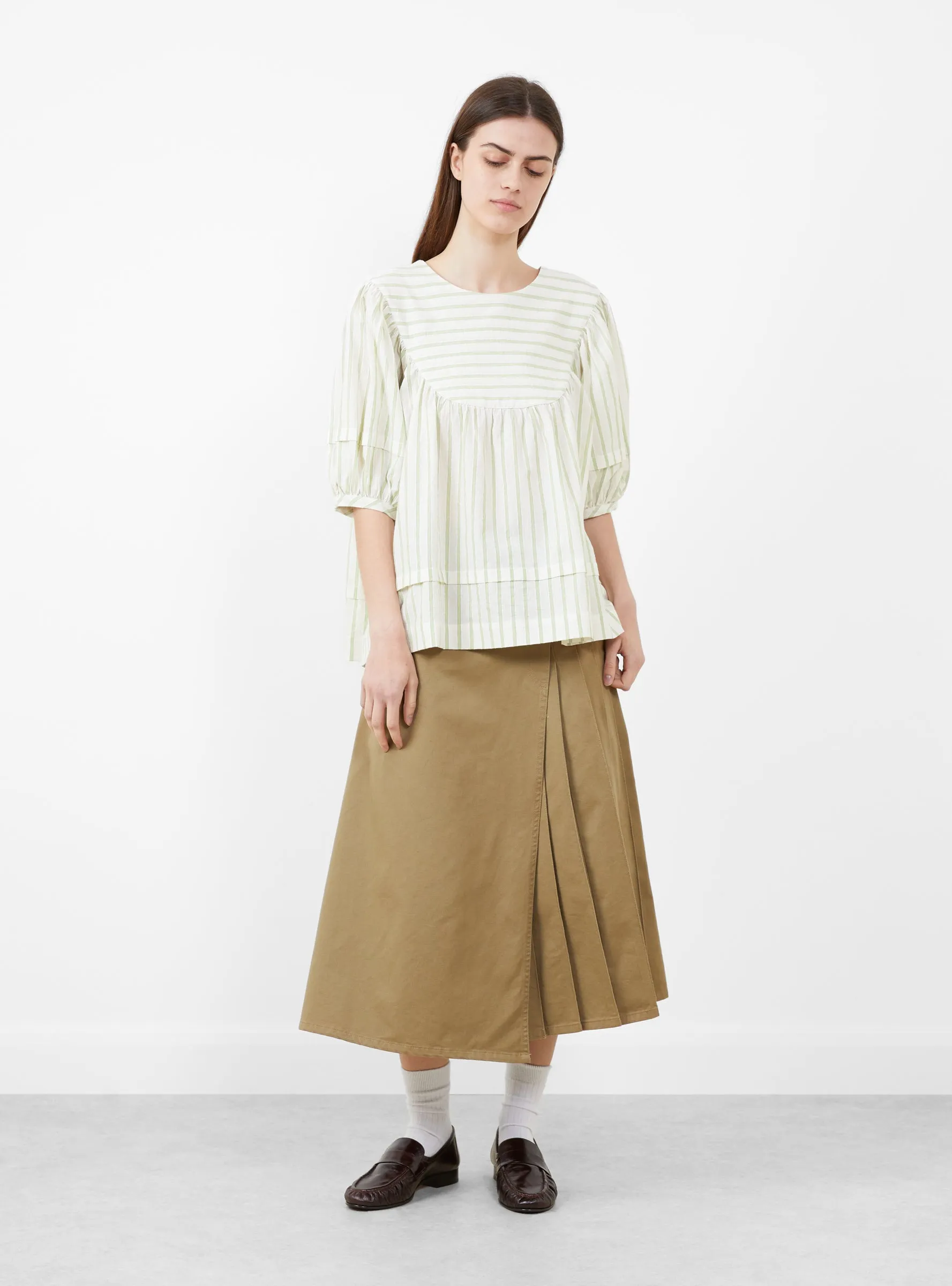 Japanese Mugwasher Stripe Romy Top Mint and Ecru sold by Garbstore