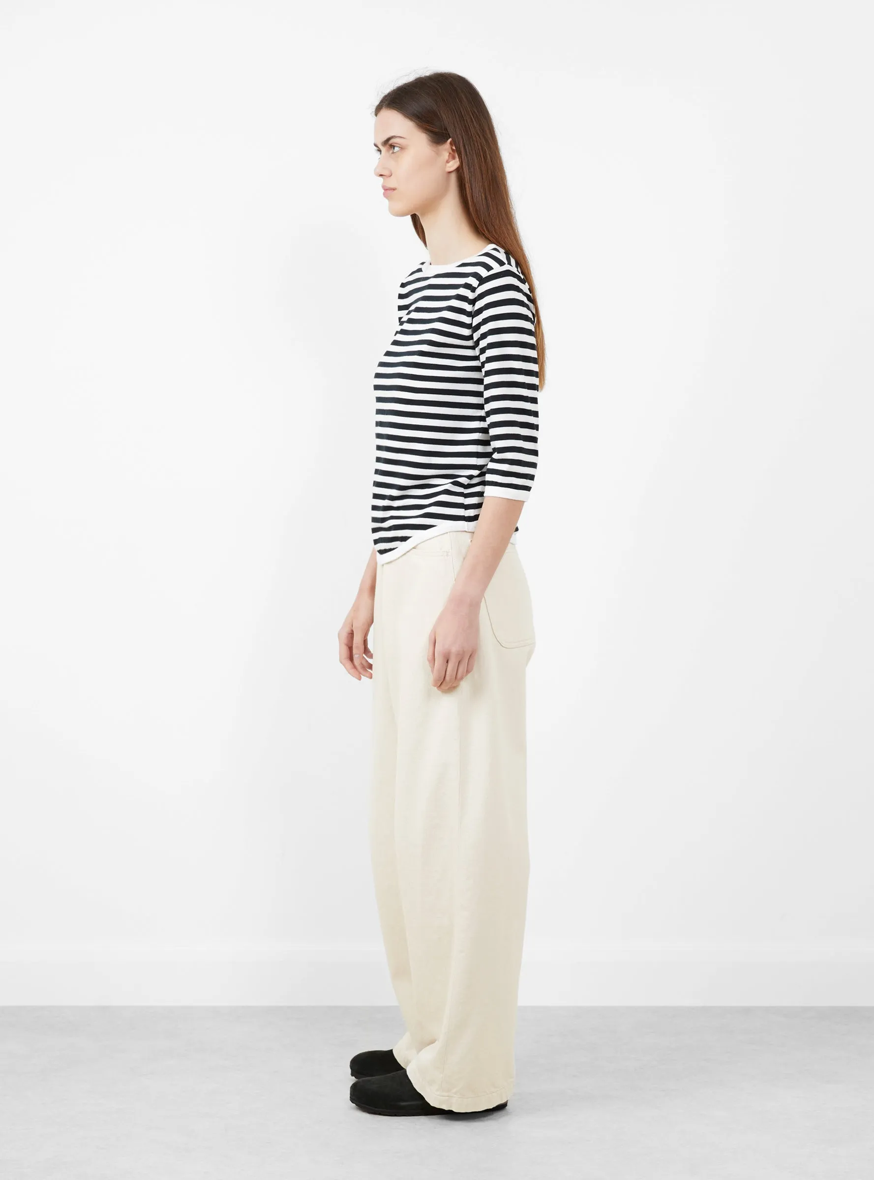 Broad Rib Boat Neck T-Shirt Black and White sold by Garbstore product image thumbnail 2