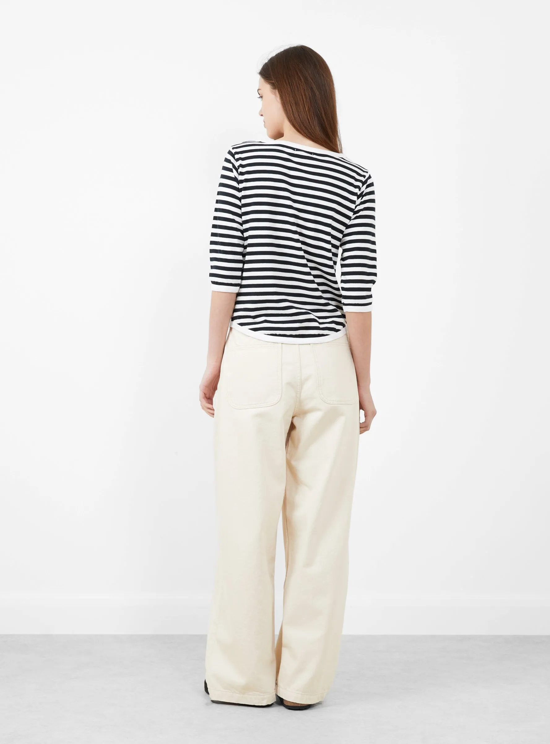 Broad Rib Boat Neck T-Shirt Black and White sold by Garbstore product image thumbnail 3