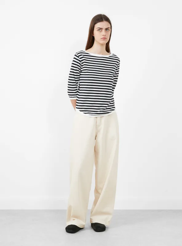 Broad Rib Boat Neck T-Shirt Black and White sold by Garbstore