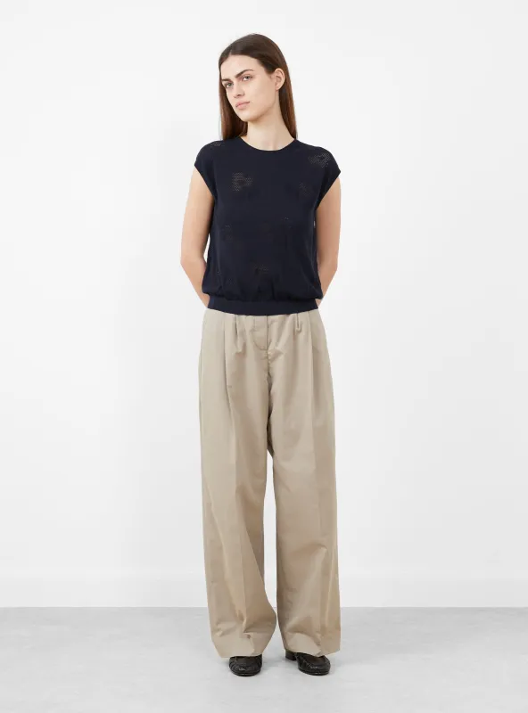 Flower Shadow Knit Vest Navy made by Garbstore