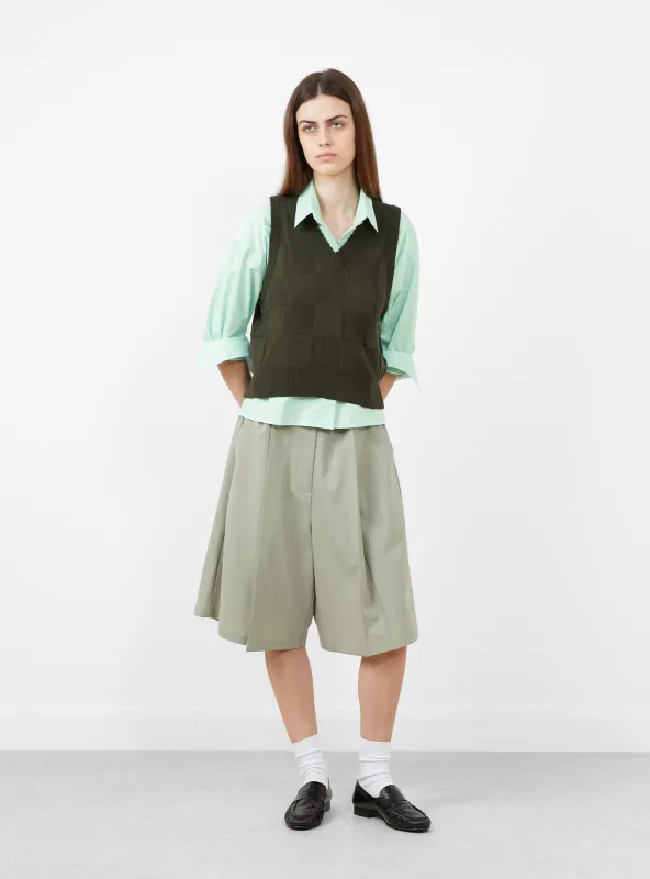 Checkered Cotton & Cashmere Waistcoat Dark Moss made by Cordera