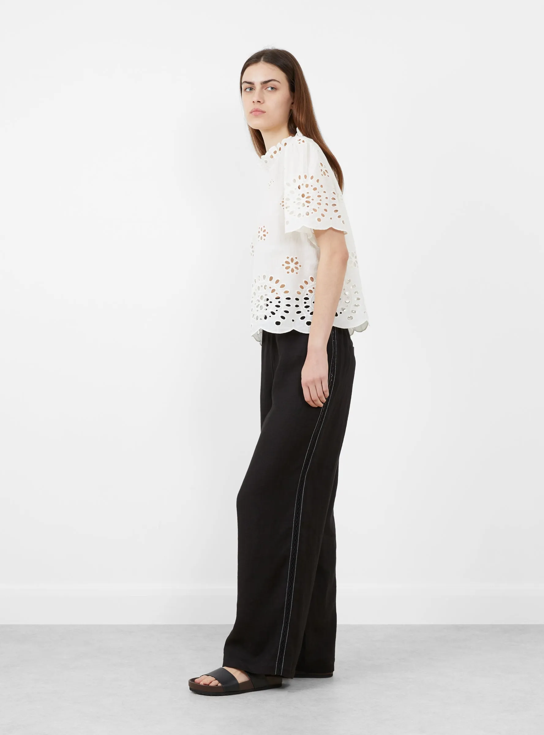 Linen Pants with Lace Black sold by Garbstore product image thumbnail 2