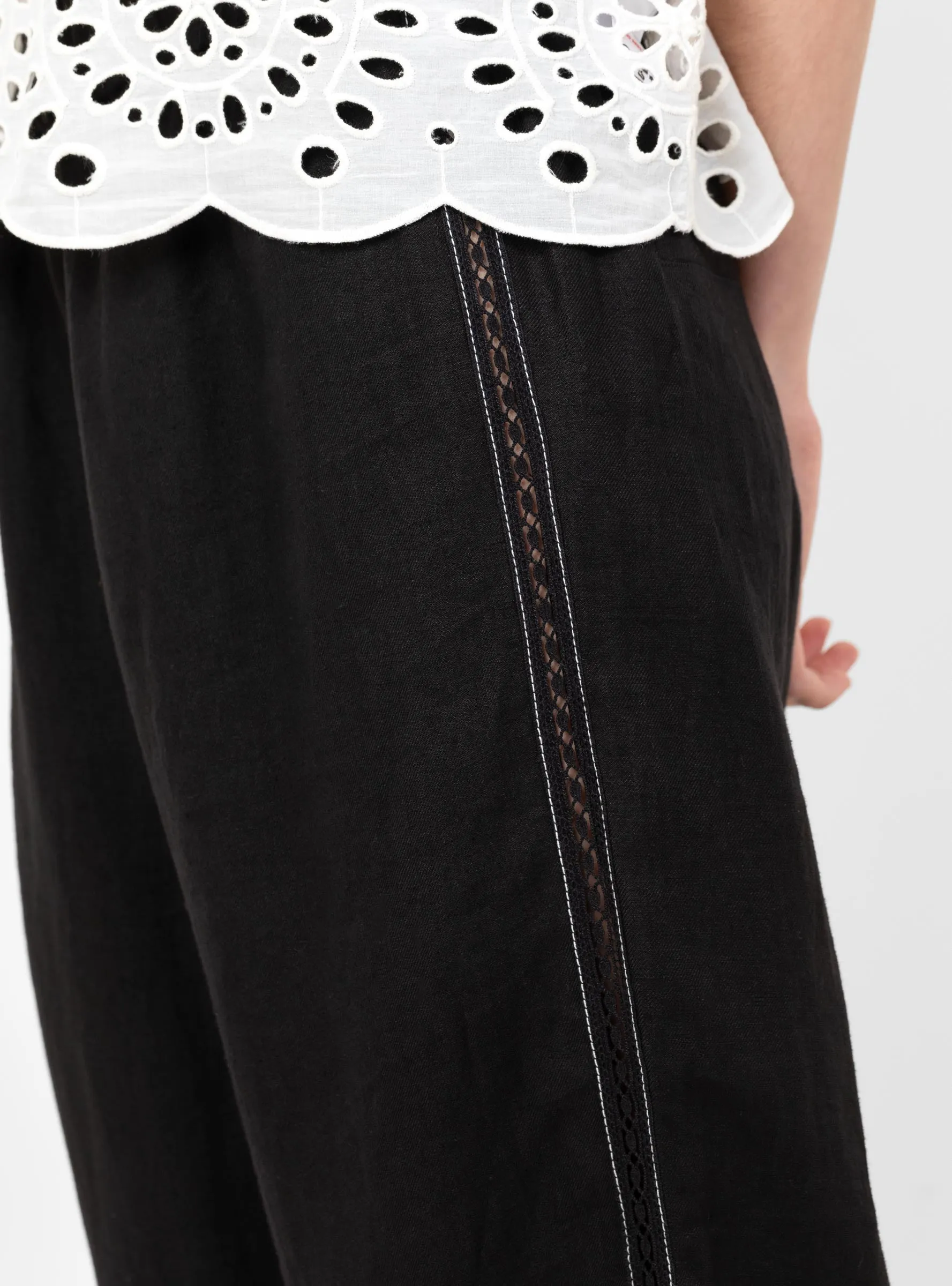 Linen Pants with Lace Black sold by Garbstore product image thumbnail 5