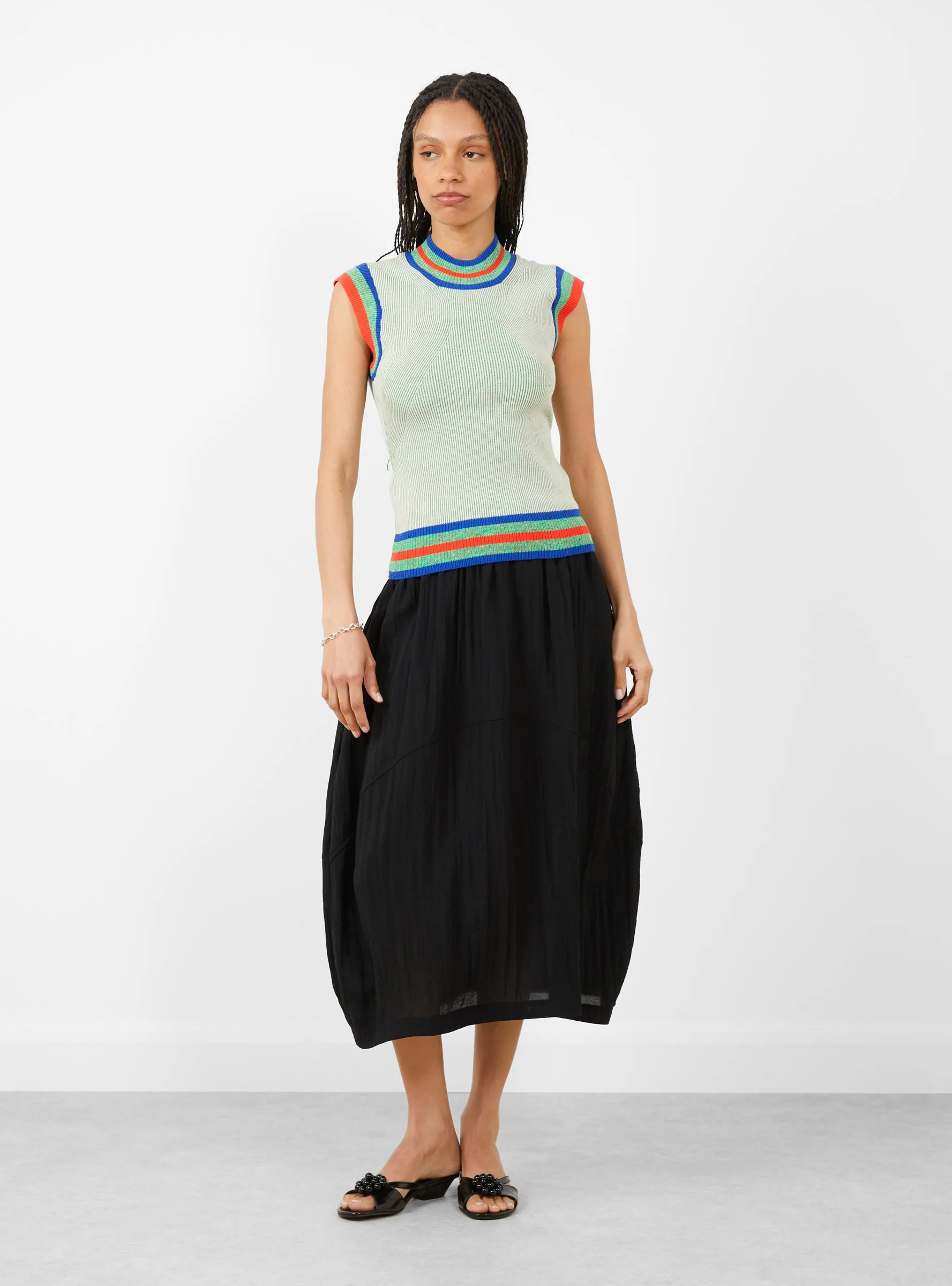 Scuba Knit Top Green and Beige Grid sold by Garbstore
