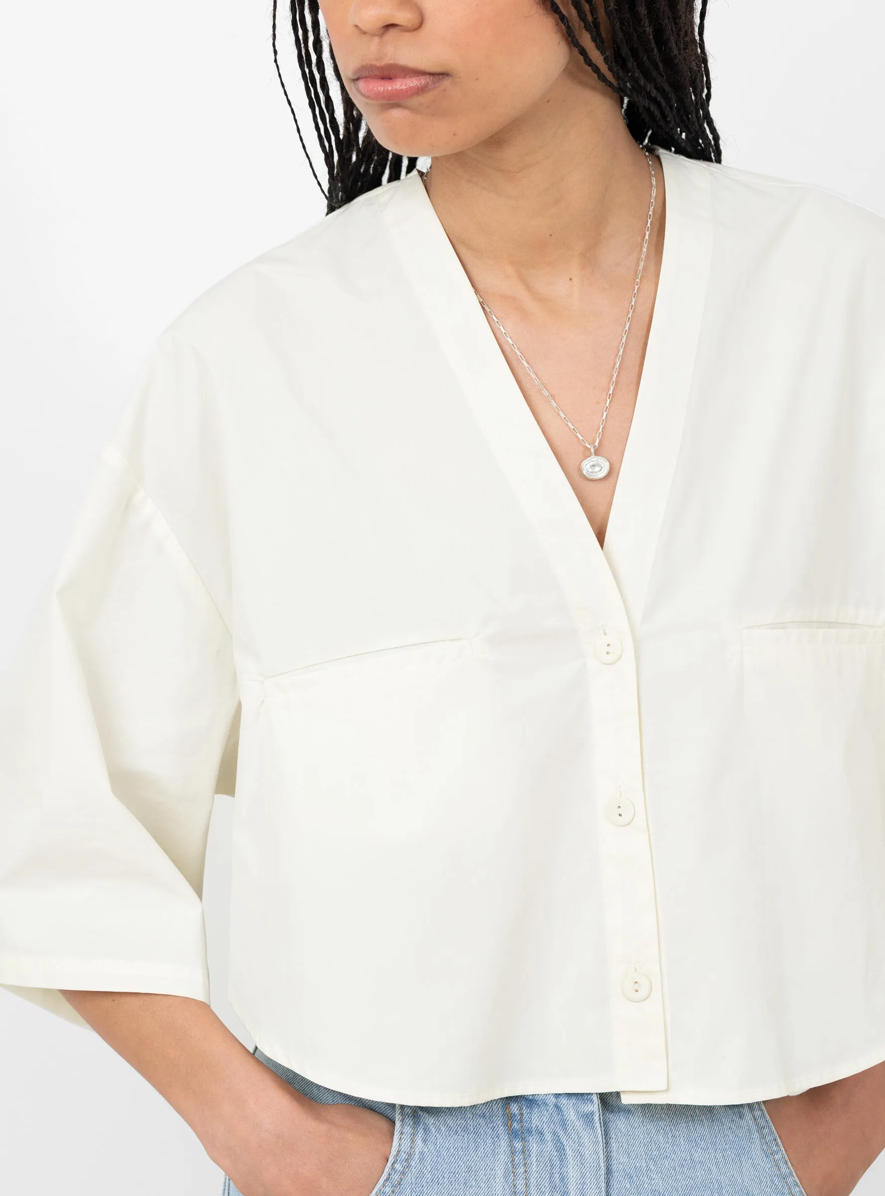 Circle Hem V-Neck Top Papyrus sold by Garbstore product image thumbnail 2
