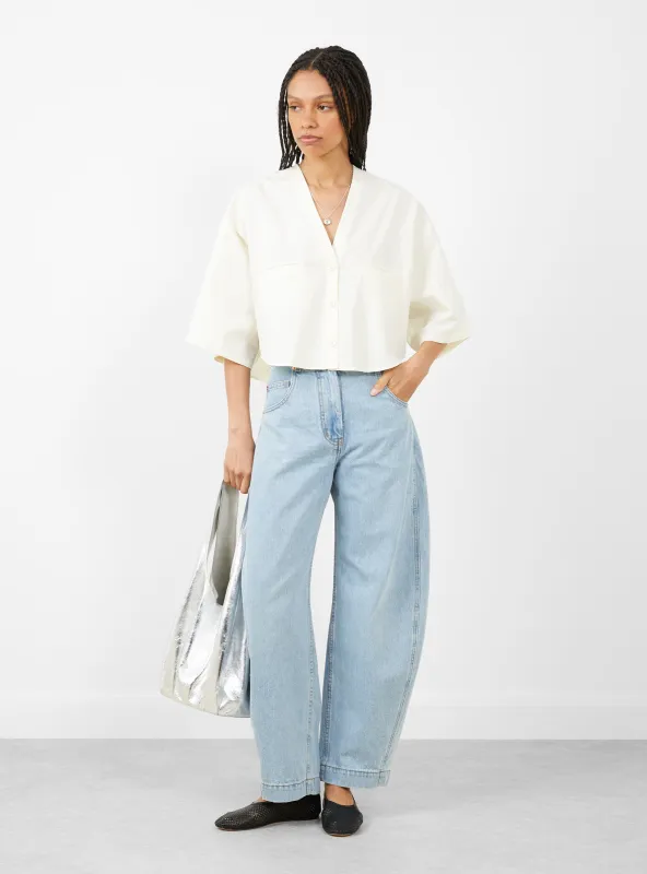 Circle Hem V-Neck Top Papyrus made by Garbstore