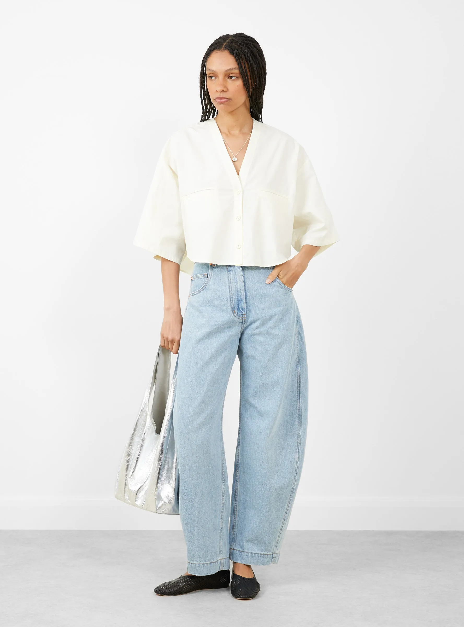 Circle Hem V-Neck Top Papyrus sold by Garbstore