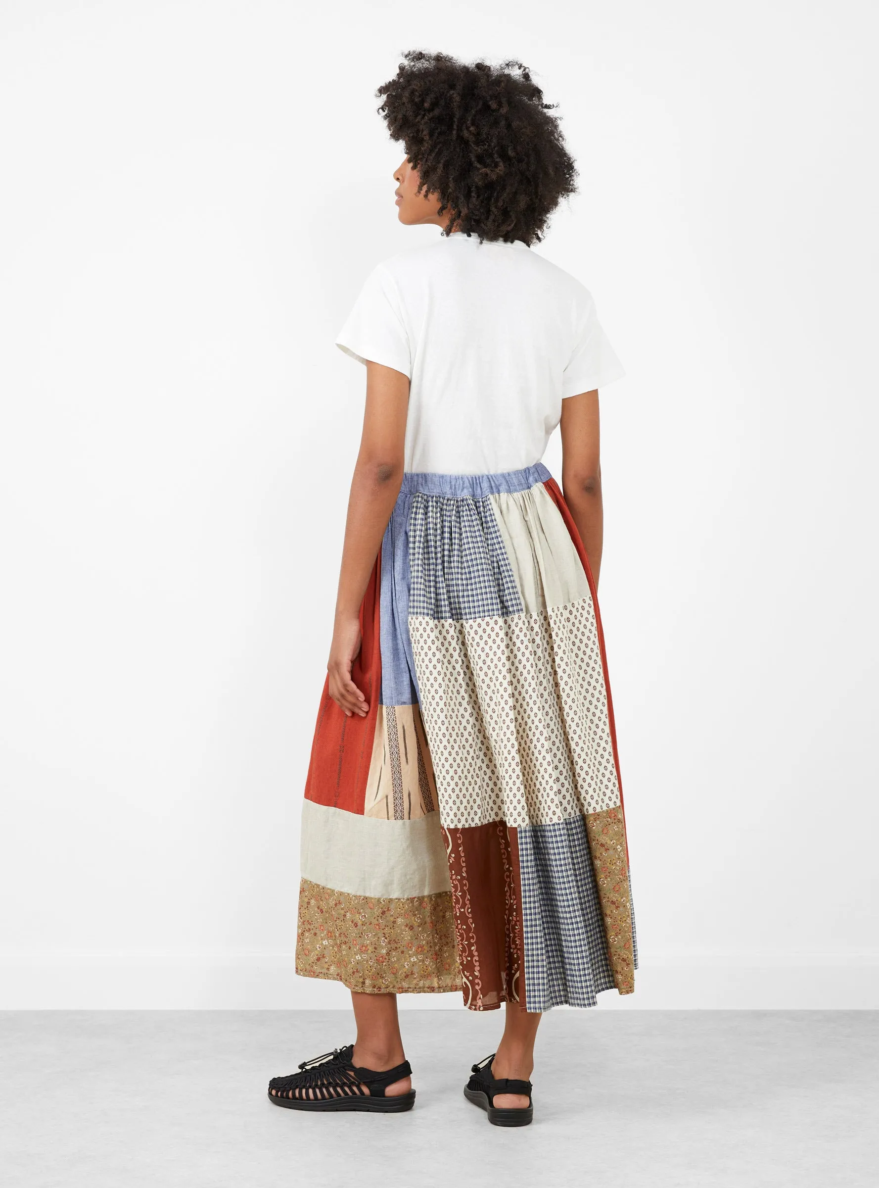 Patchwork Gathered Skirt Red Mix sold by Garbstore product image thumbnail 2