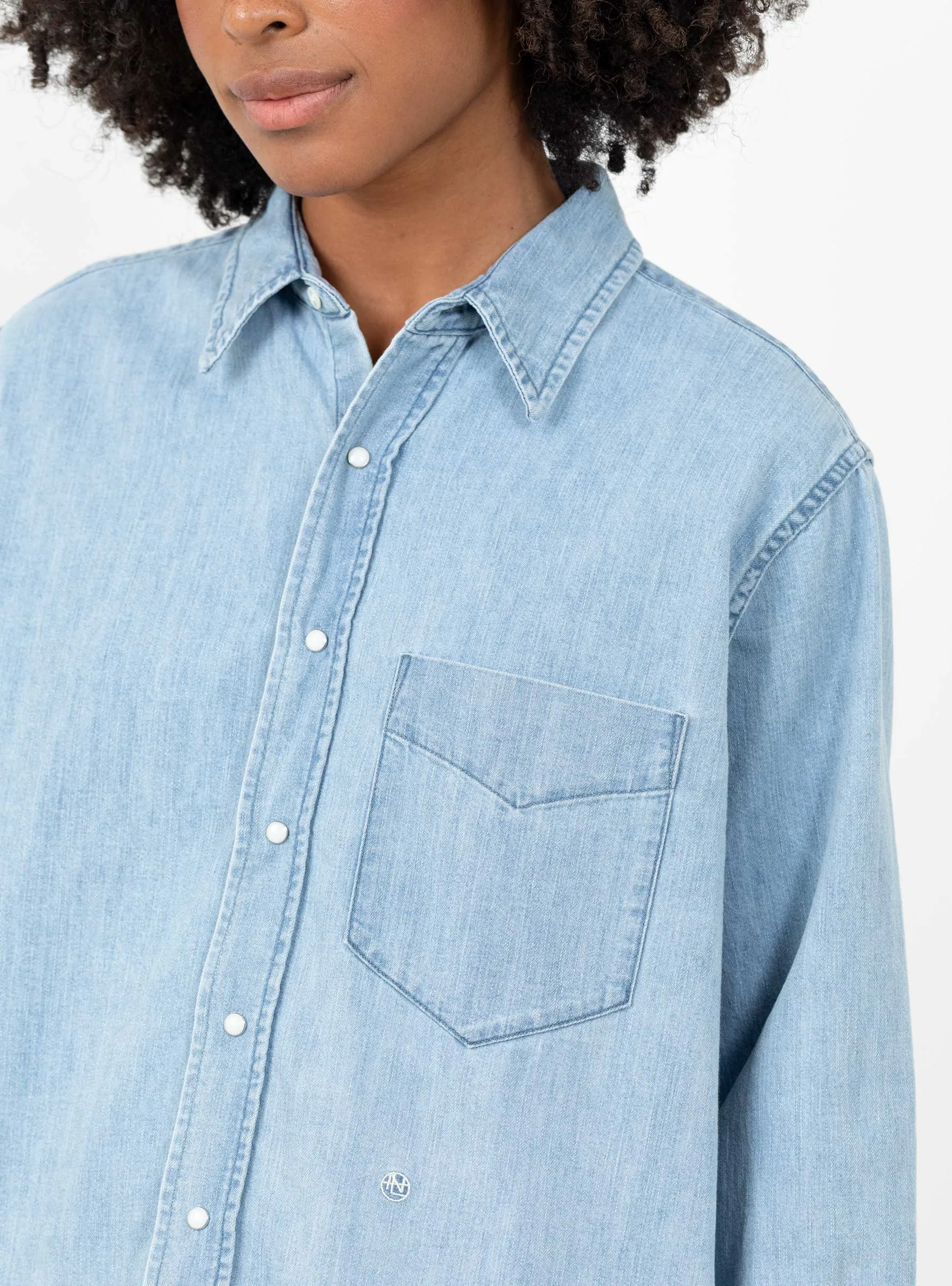 Regular Collar Light Denim Shirt Indigo Bleach sold by Garbstore product image thumbnail 4