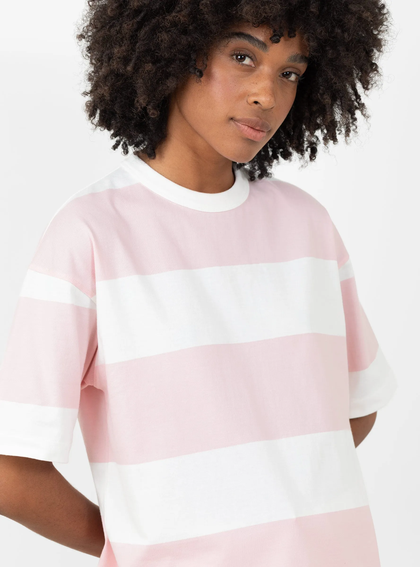 Triple Stripe T-Shirt Light Pink and White sold by Garbstore product image thumbnail 2