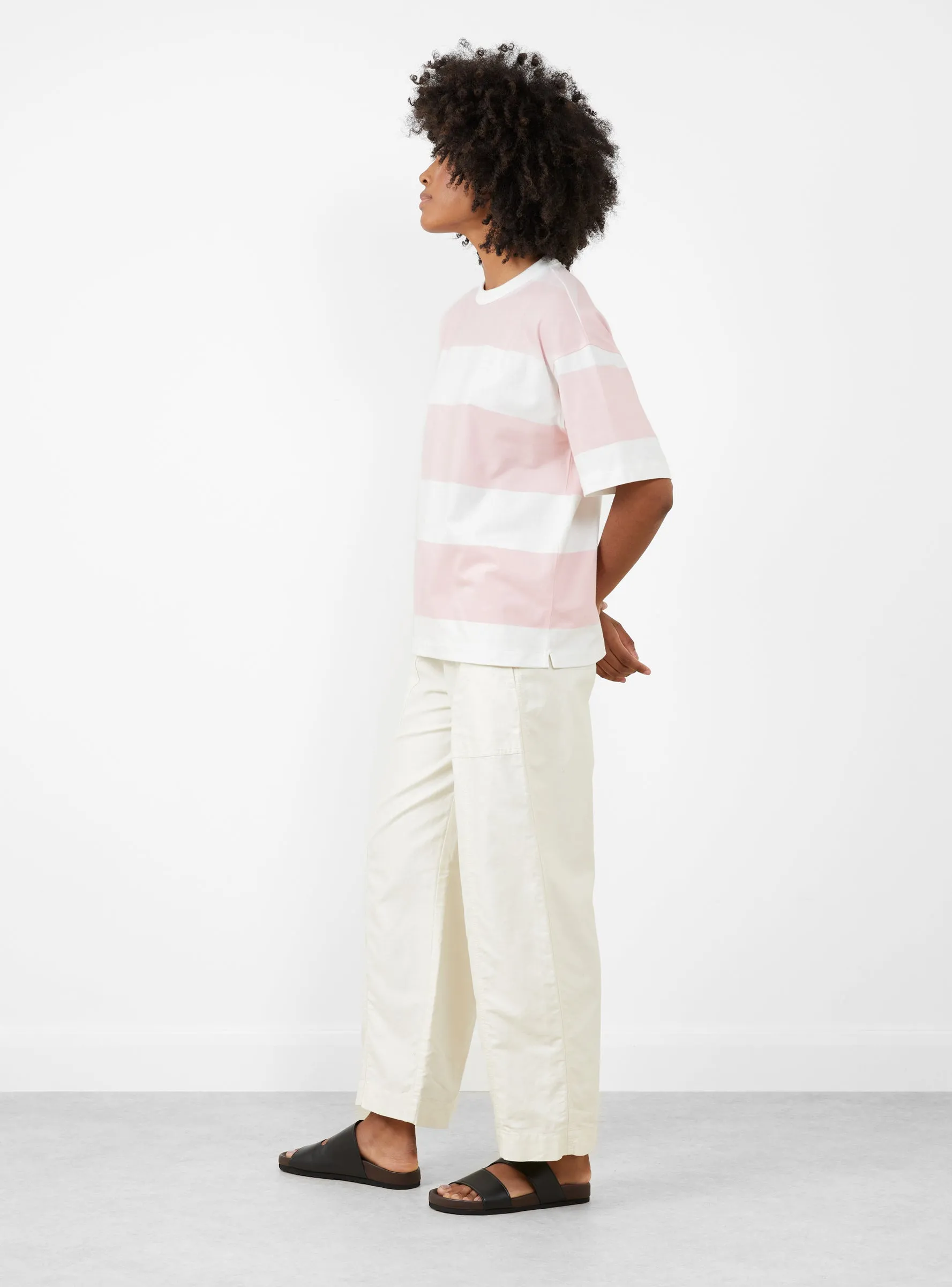 Triple Stripe T-Shirt Light Pink and White sold by Garbstore product image thumbnail 3