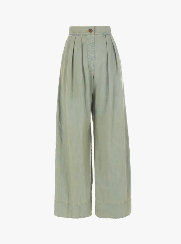 Coxsone Pant Khaki Indigo sold by Garbstore