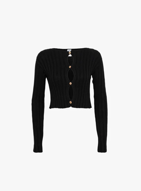 Macau Cardigan Black sold by Garbstore