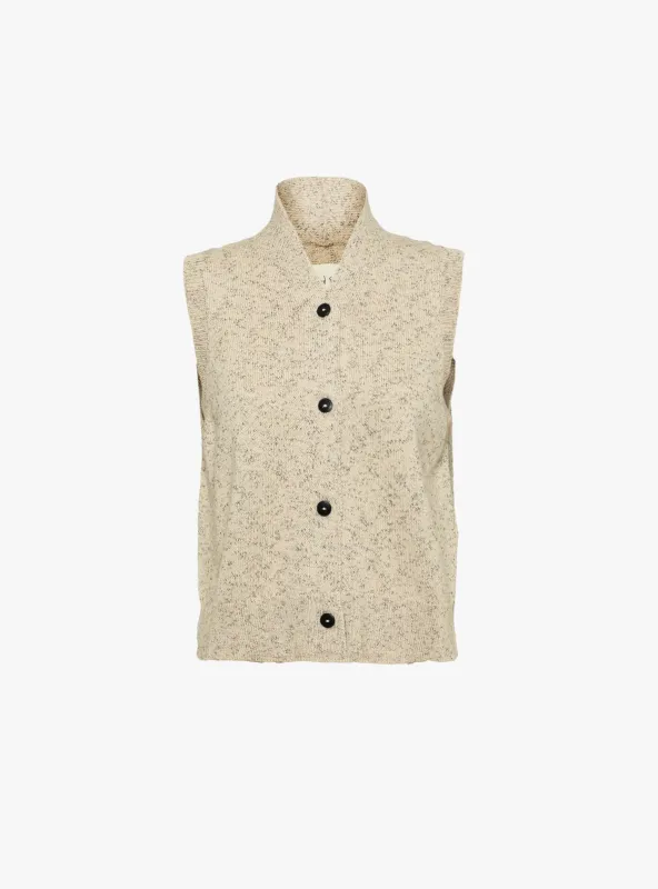 Flecked Cotton Vest Natural made by Cordera