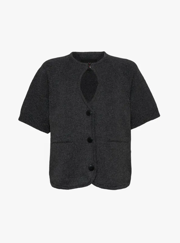 Cut Out Knit Top Anthracite made by Cordera