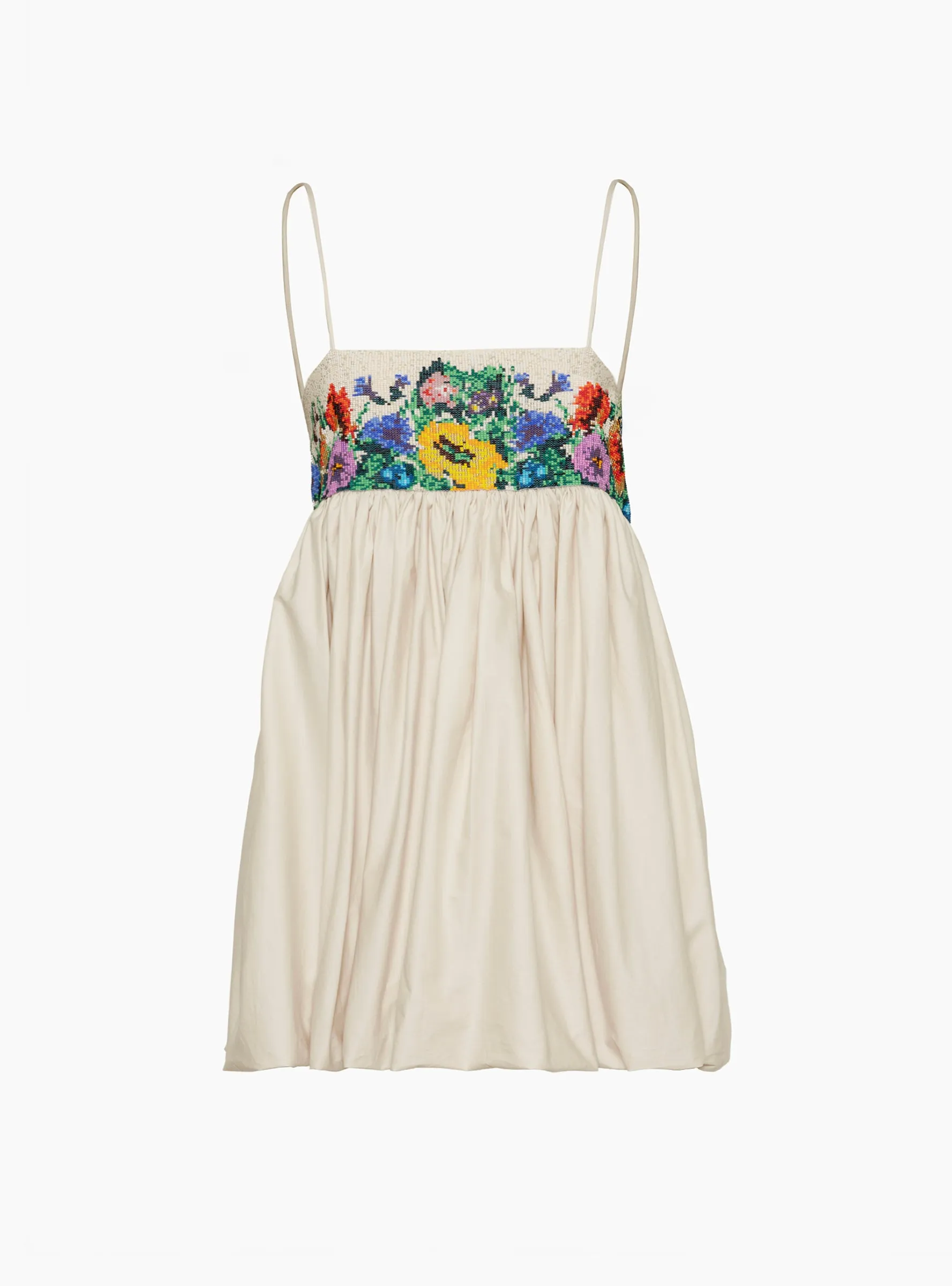 Handmade Beaded Mini Dress Cream sold by Garbstore