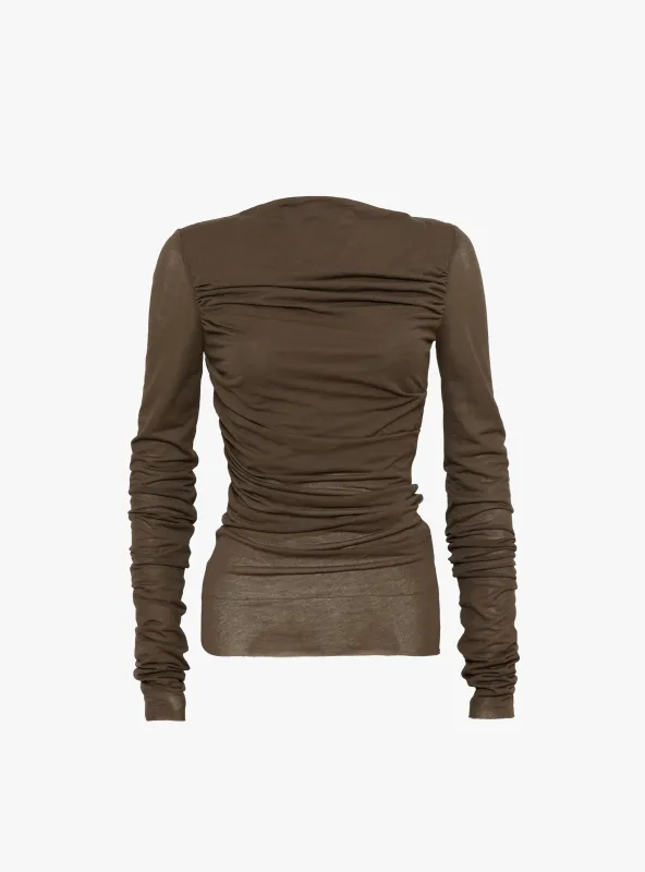 Gaia Long Sleeve Top Maroon Khaki made by soeur