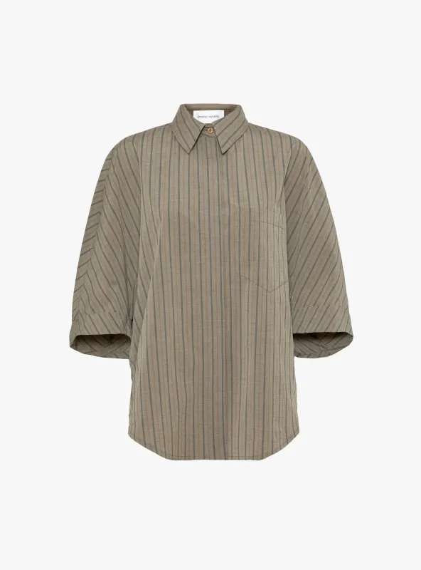 Tialle Cropped Shirt Olive Marine Stripe made by Christian Wijnants